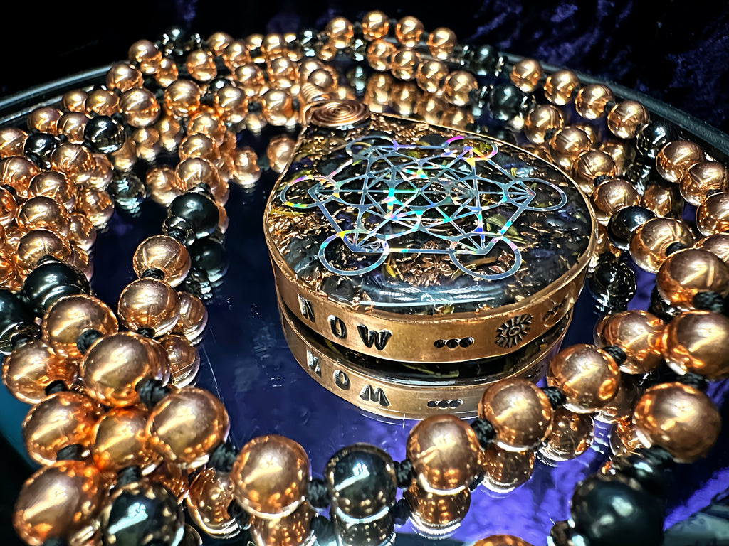 Be Here Now+Blue Lotus Petals •Balance & Protection Orgonite Mala