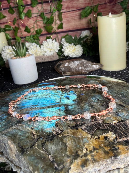 11 Inch Labradorite & Copper Ankle Bracelet