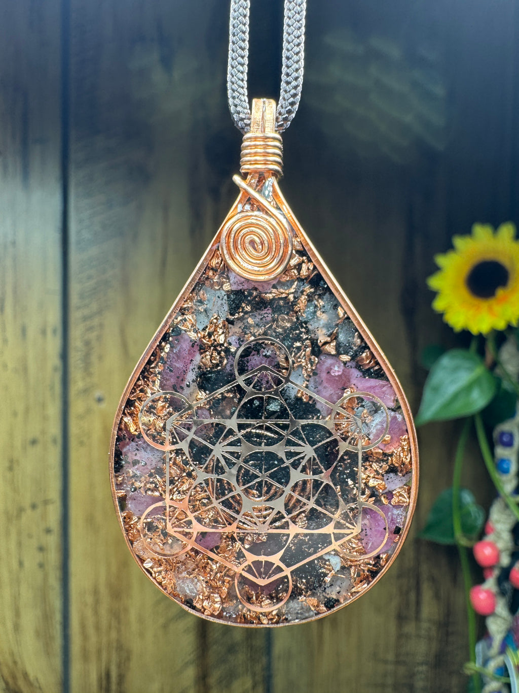 Metatron's Cube+Seed of Life-Pink Tourmaline
