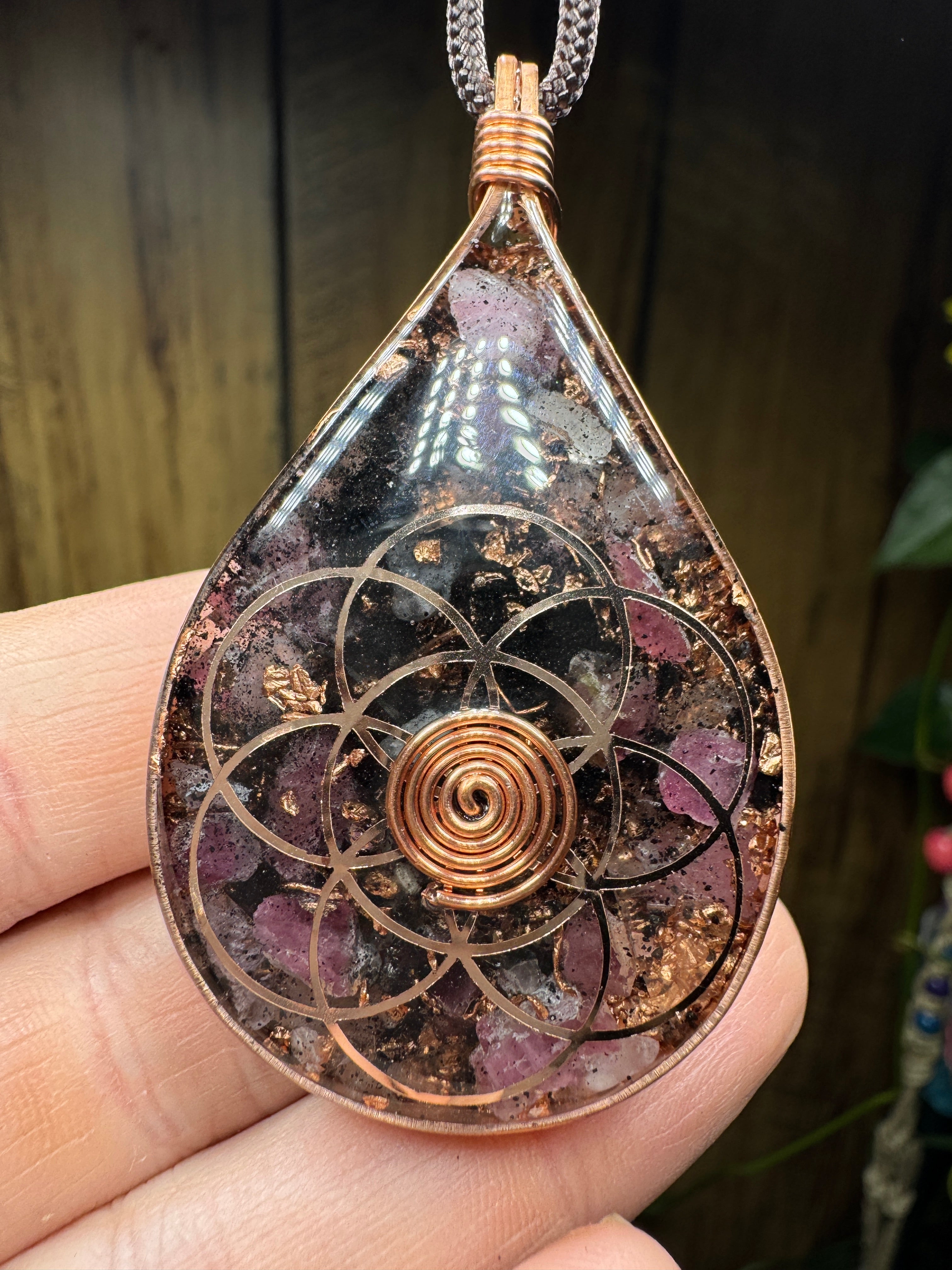 Metatron's Cube+Seed of Life-Pink Tourmaline