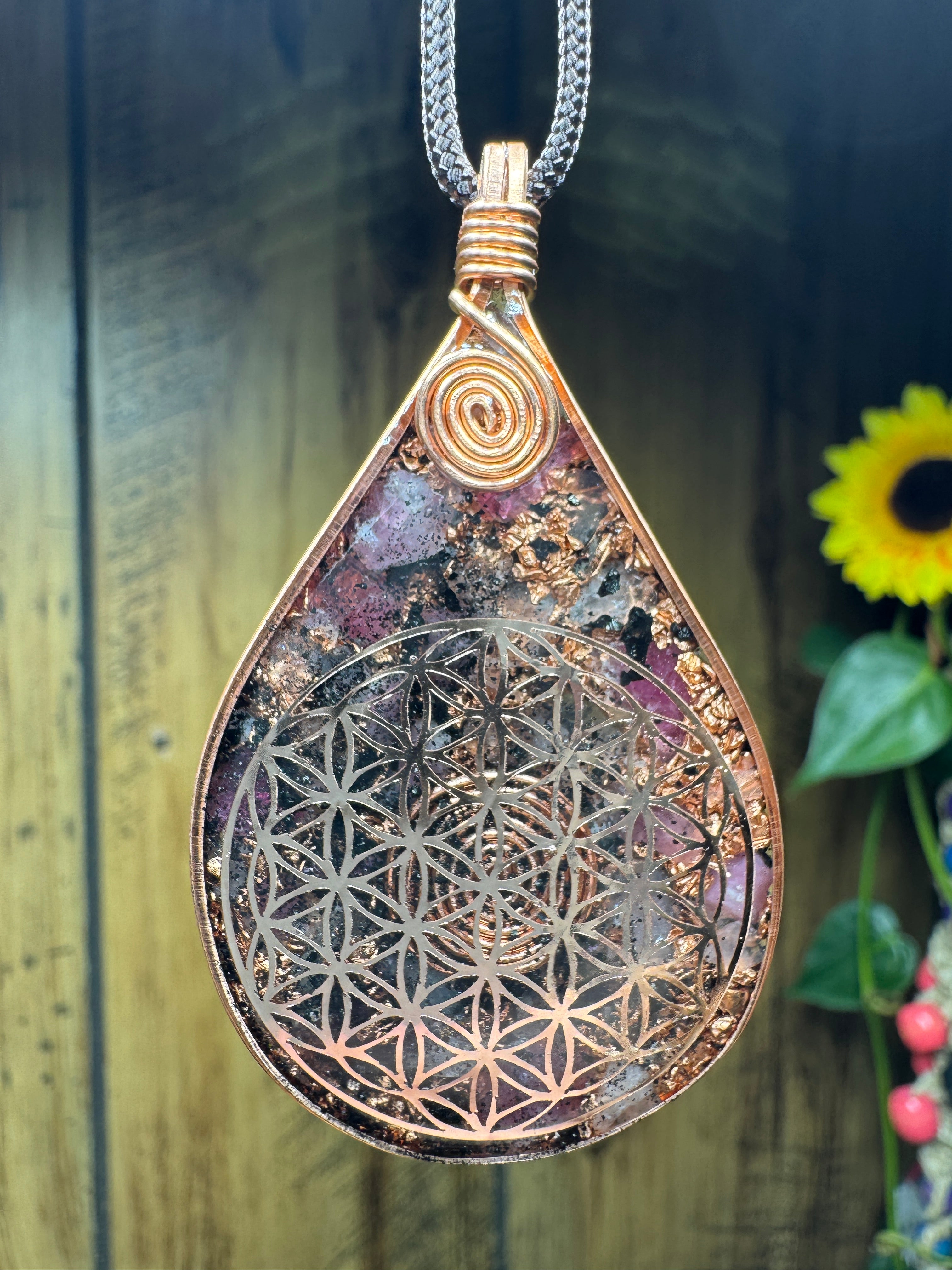 Flower of Life+Seed of Life-Pink Tourmaline, Rose Quartz