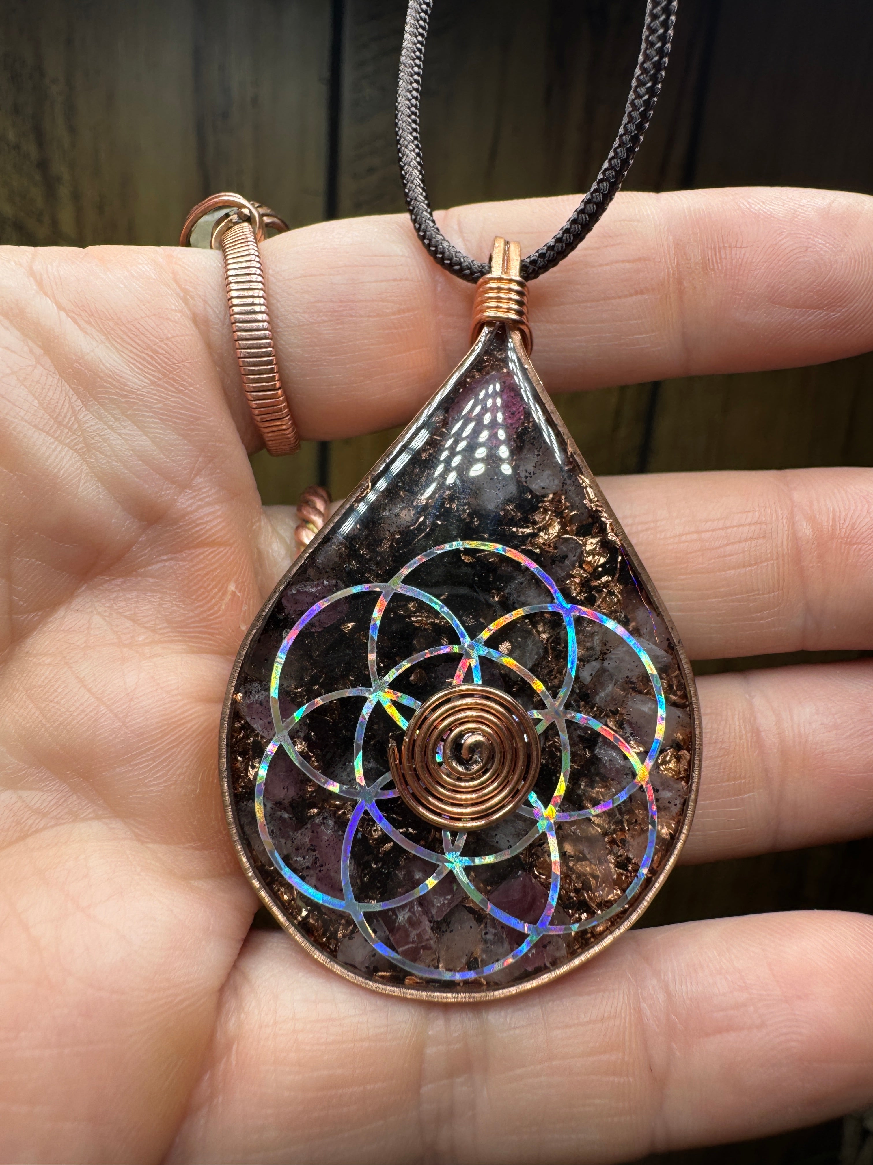 Moon Phases+Seed of Life-Pink Tourmaline,Rose Quartz