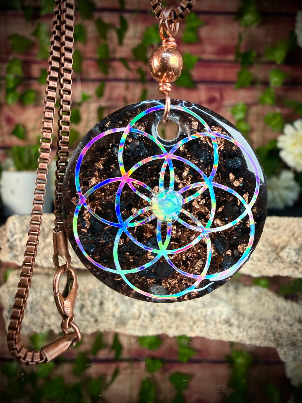 Seed of Life Grounding Orgonite w/ Ethiopian Opal
