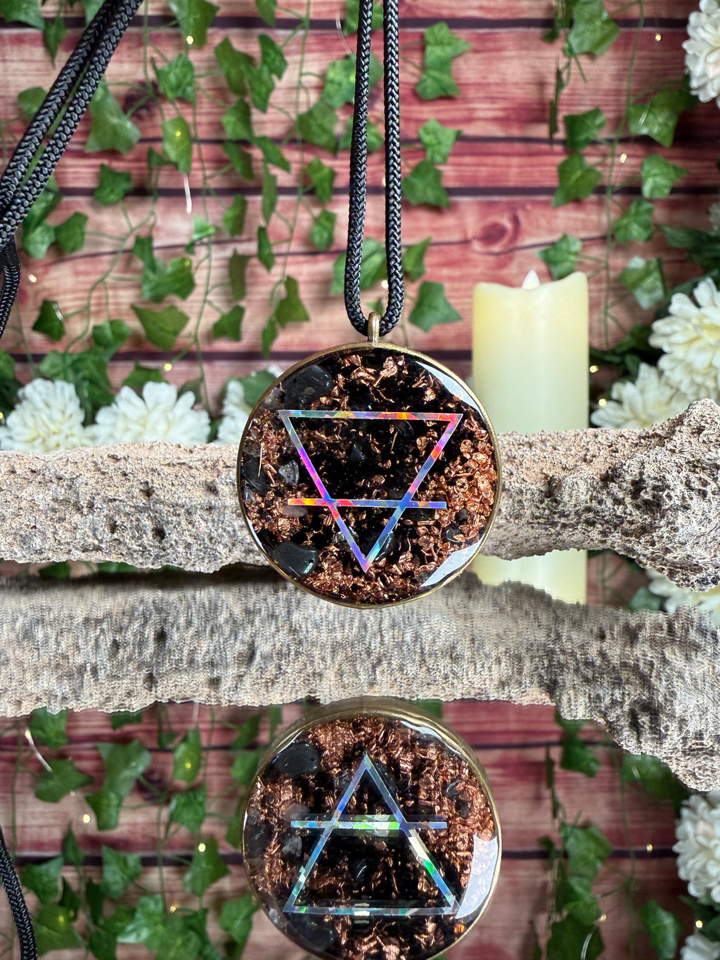 Earth Alchemy Symbol Dbl Sided w/ Seed of Life Grounding Orgonite Blend