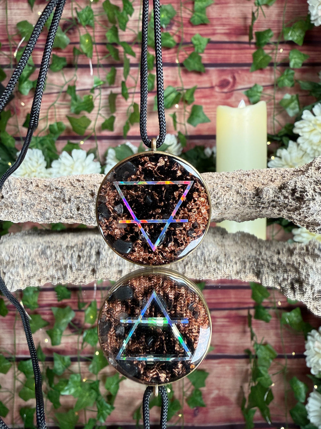 Earth Alchemy Symbol Dbl Sided w/ Seed of Life Grounding Orgonite Blend