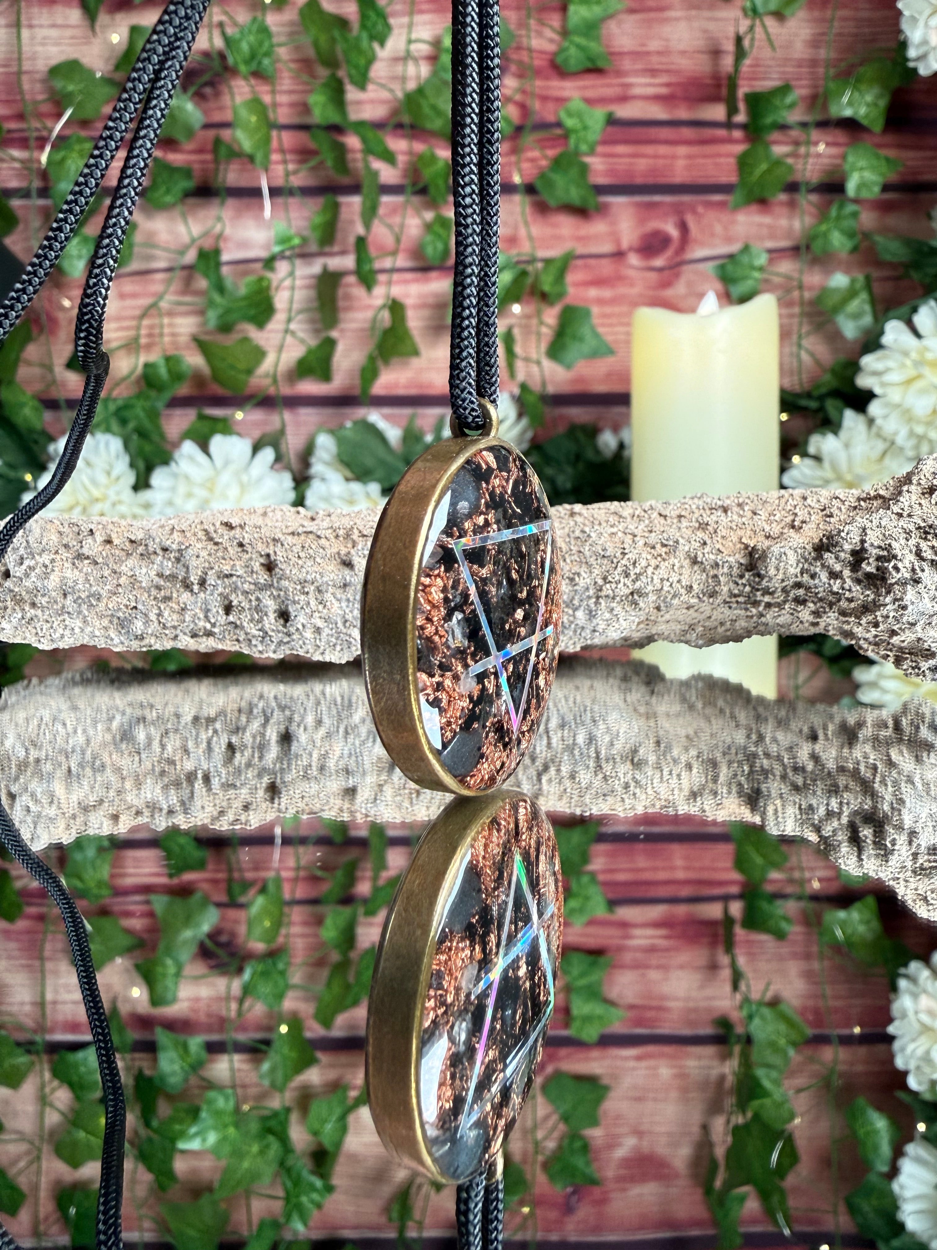 Earth Alchemy Symbol Dbl Sided w/ Seed of Life Grounding Orgonite Blend