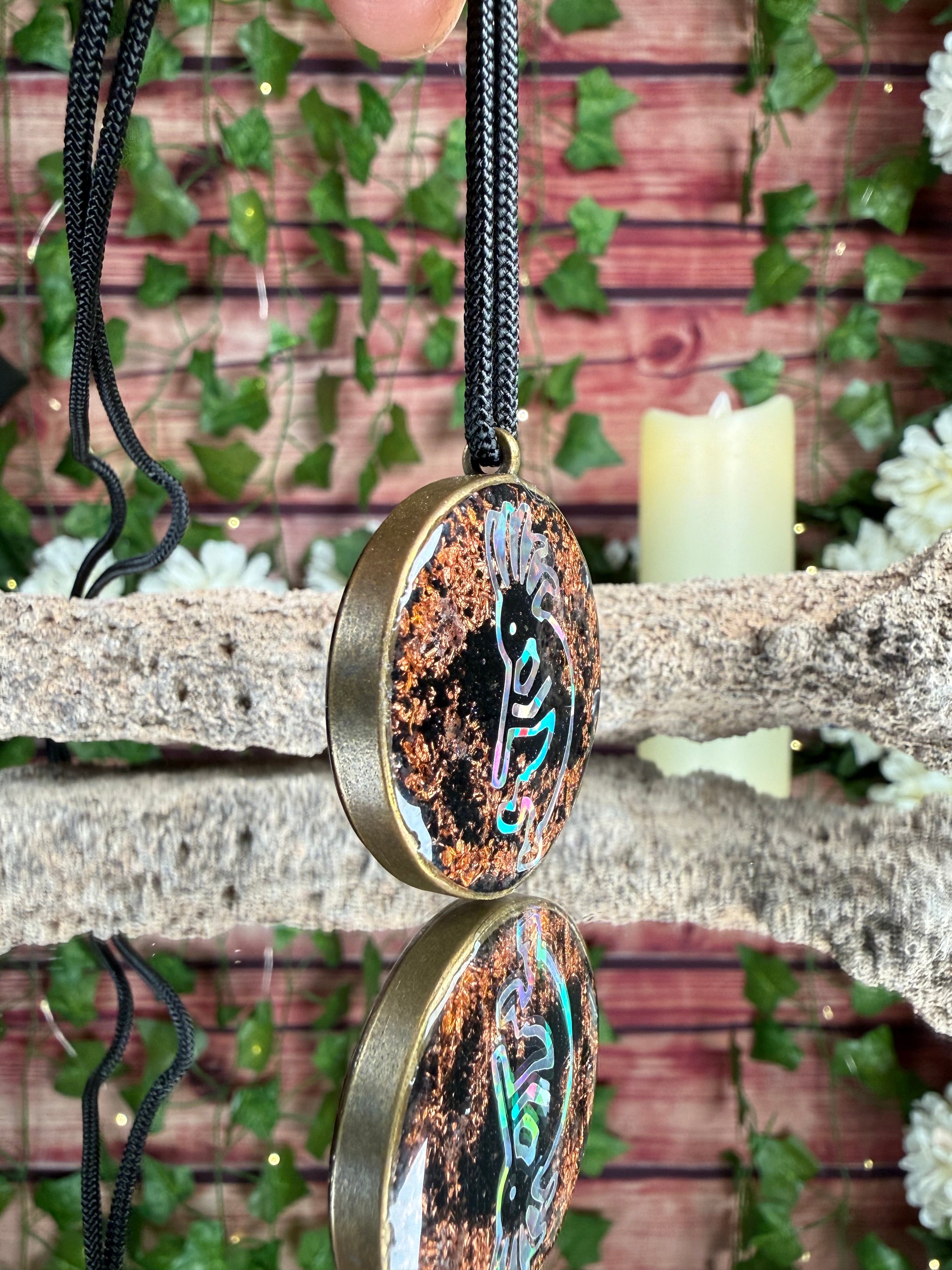 Kokopelli Grounding Orgonite Blend Dbl Sided w/ Seed of Life