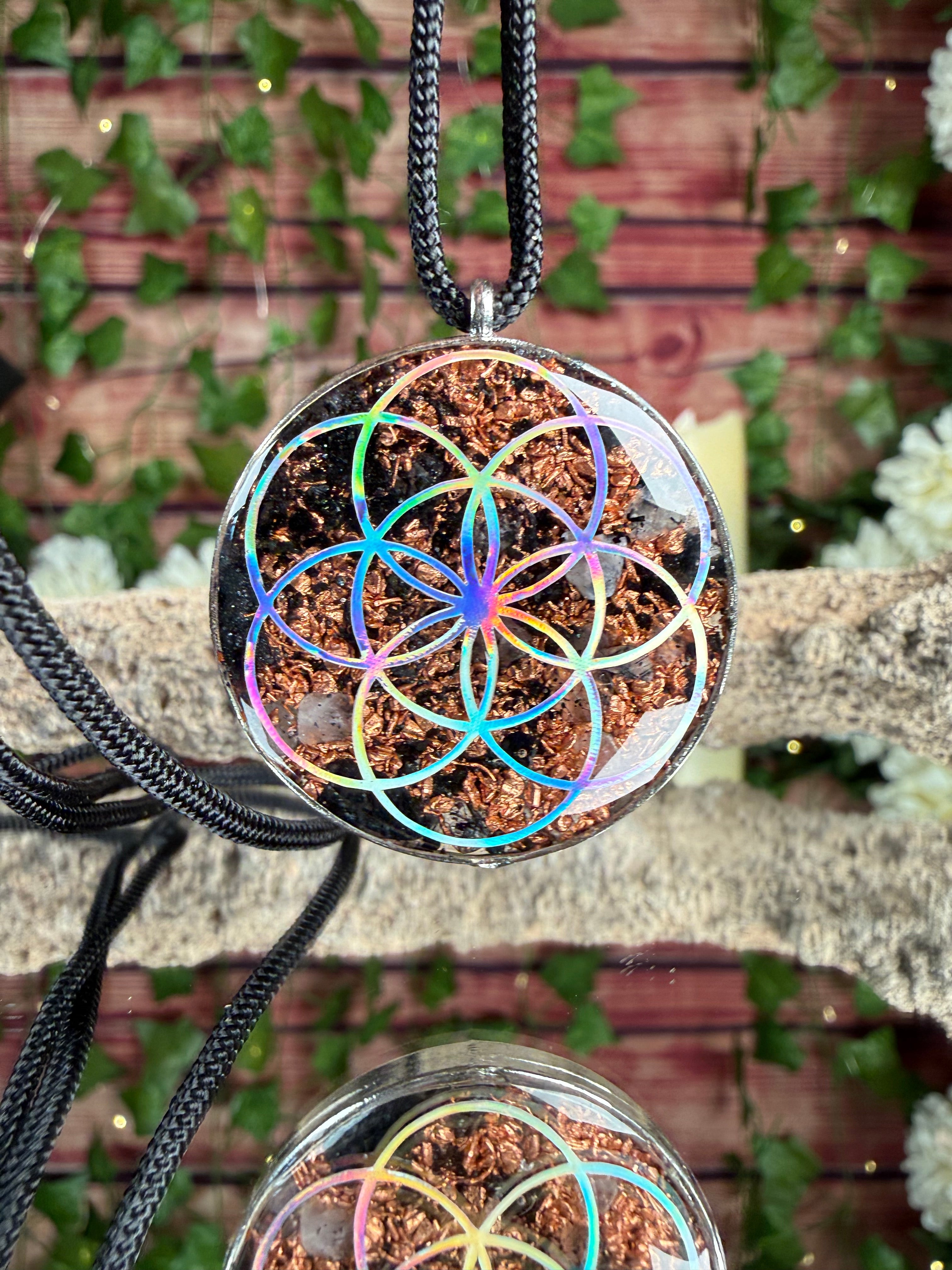 Jerry Hand~GD Orgonite Grounding Blend Dbl Sided w/ Seed of Life