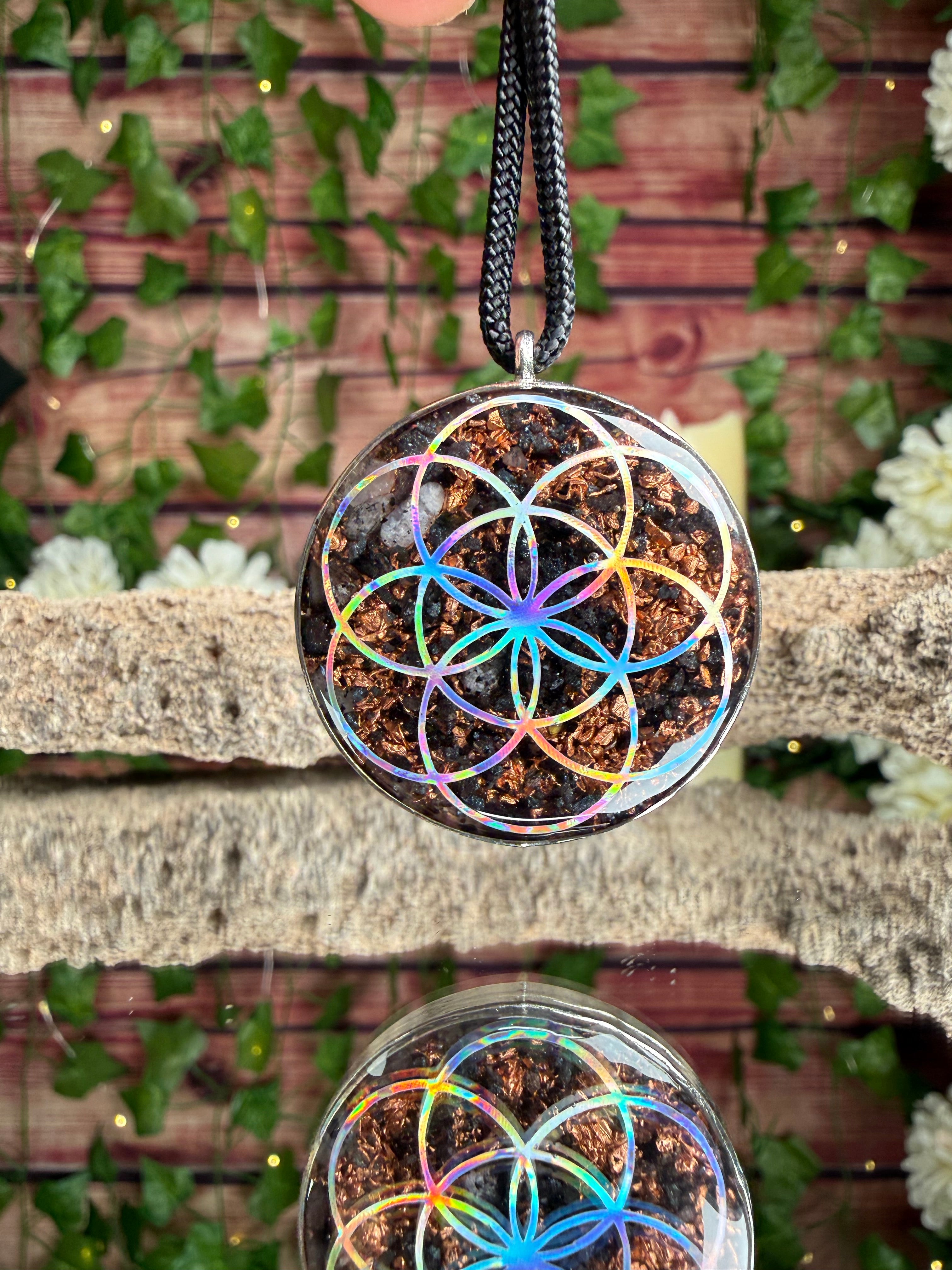 Metatrons Cube + Seed of Life Orgonite DBL Sided