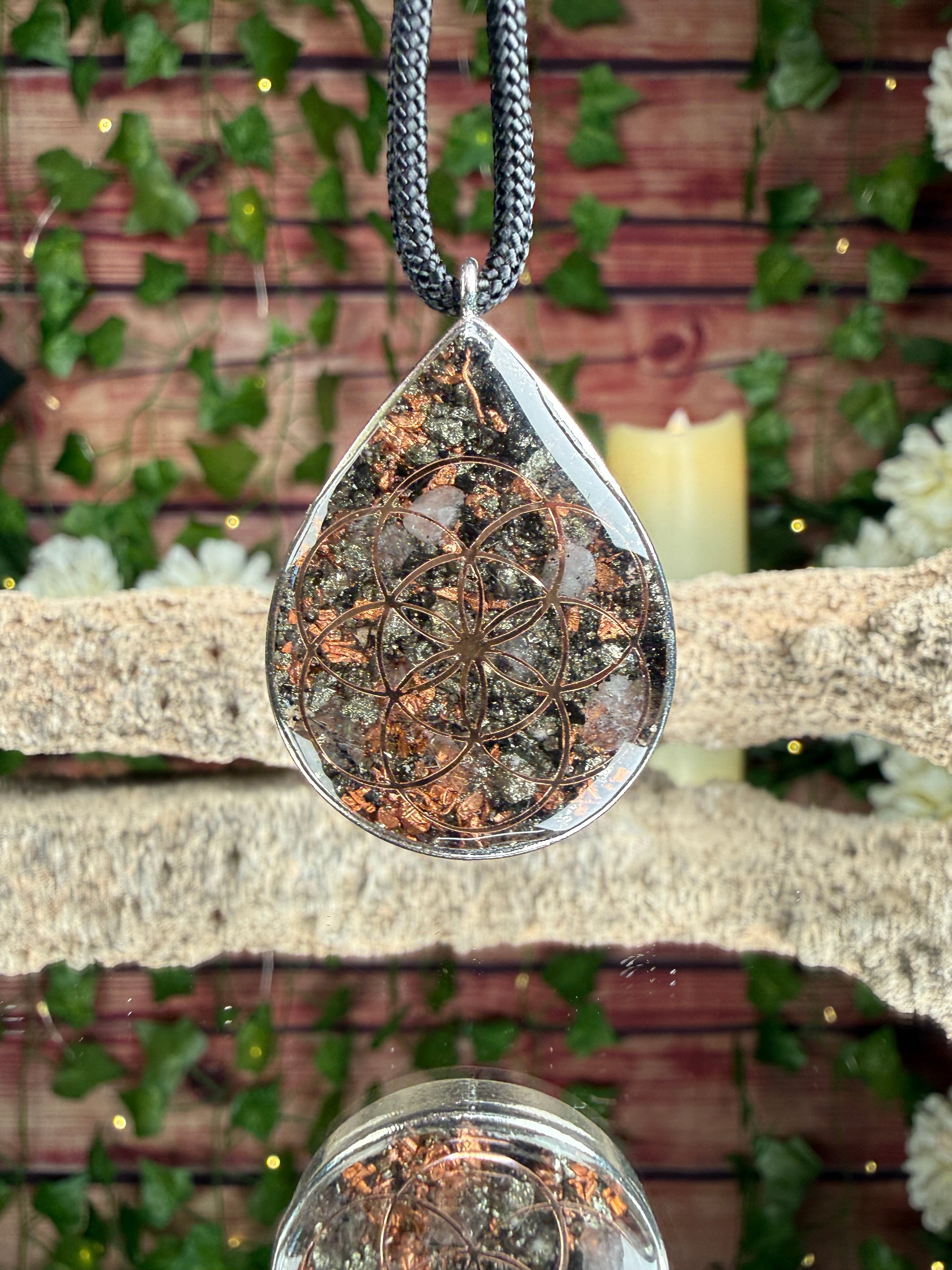 Seed of Life + Lotus Orgonite w/ Pyrite