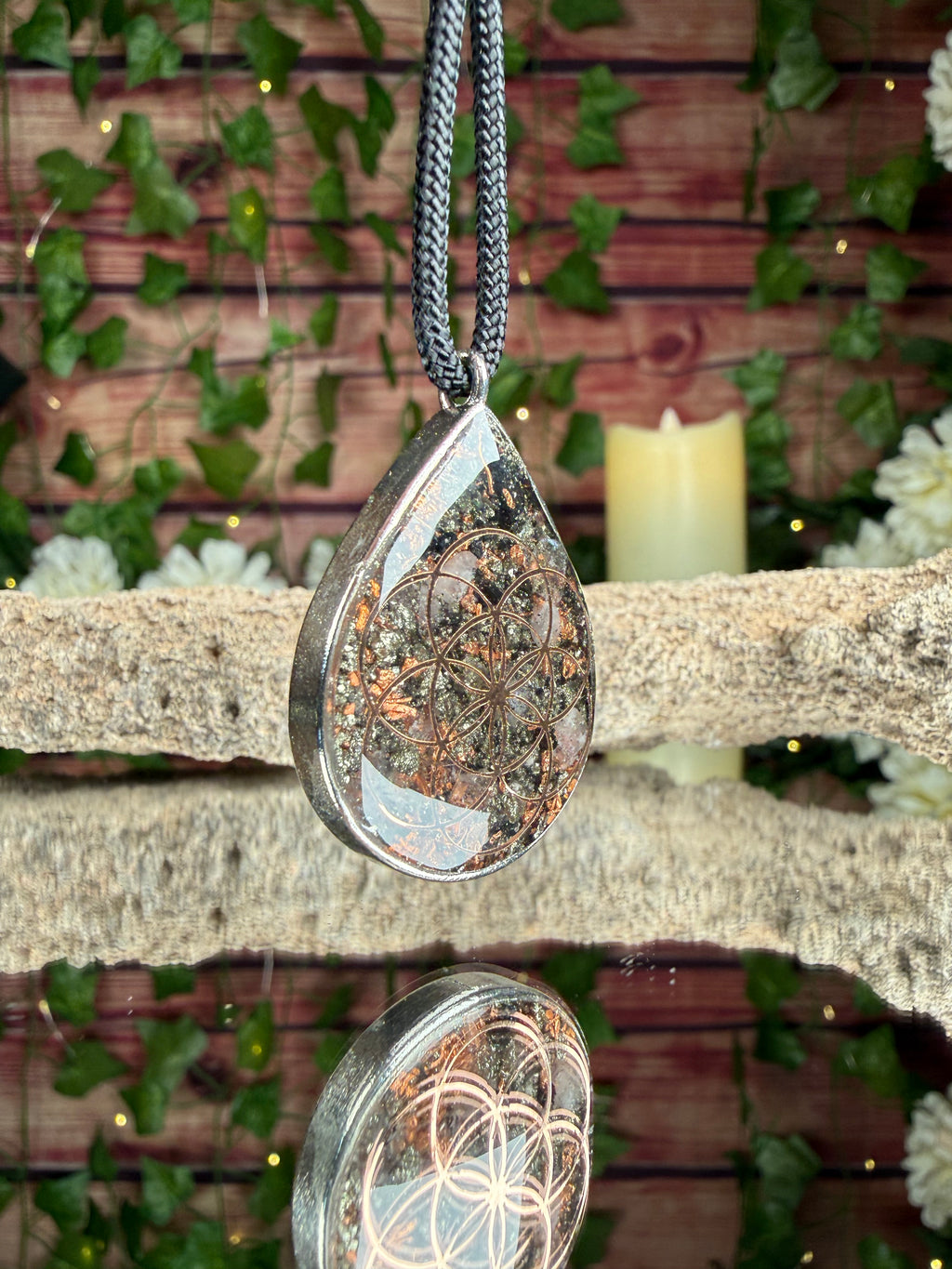 Seed of Life + Lotus Orgonite w/ Pyrite