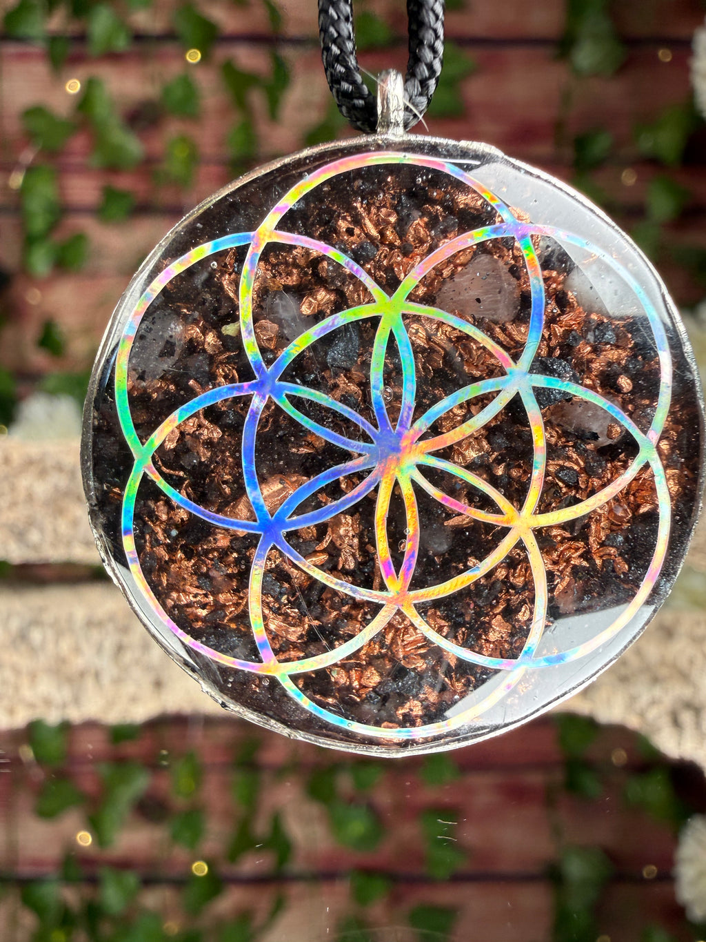 Flower of Life Dbl Sided Orgonite - Grounding Blend