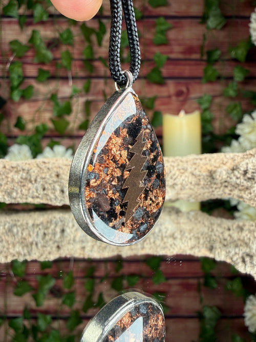 13 point Bolt-Grateful Dead-Grounding Orgonite Blend Dbl Sided