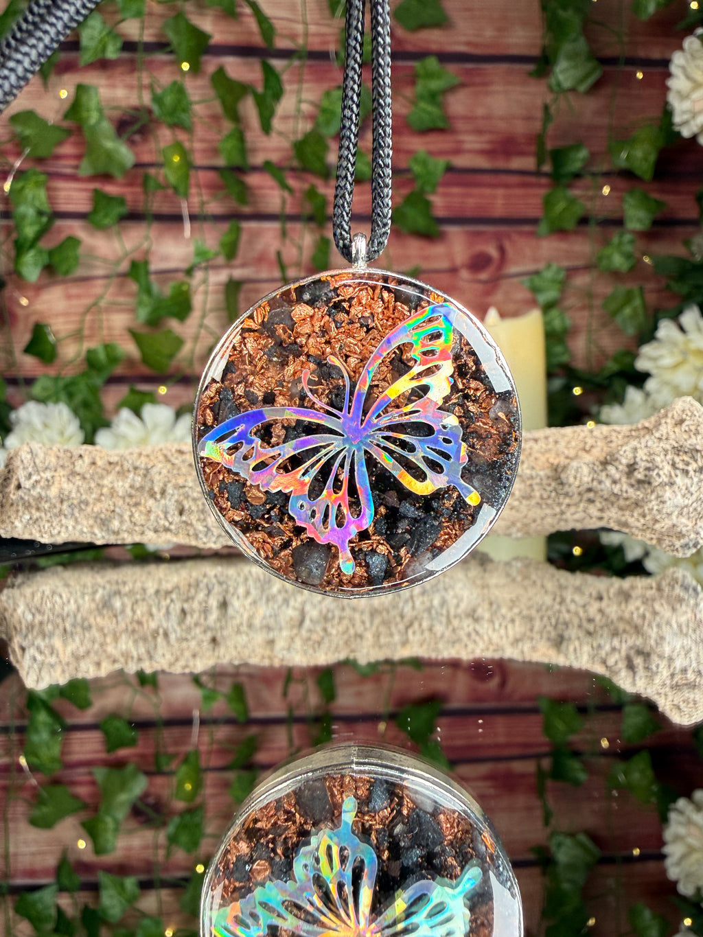 Butterfly & Seed of Life Orgonite - Grounding Blend Dbl Sided