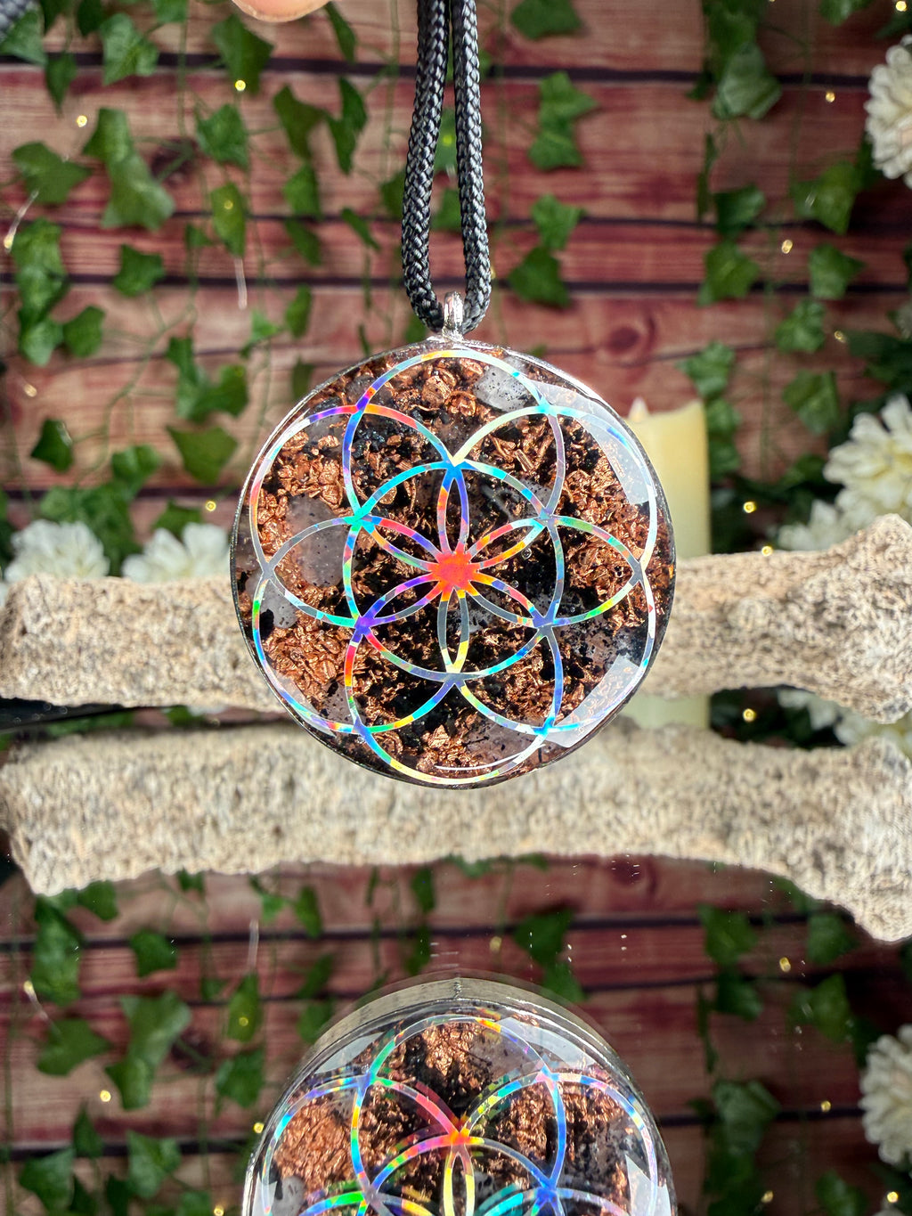 Butterfly & Seed of Life Orgonite - Grounding Blend Dbl Sided