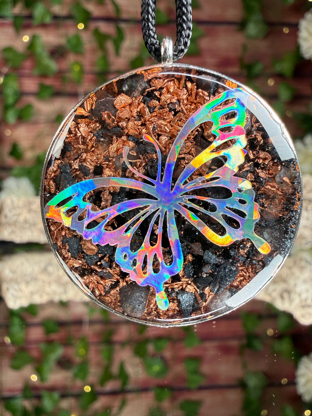 Butterfly & Seed of Life Orgonite - Grounding Blend Dbl Sided