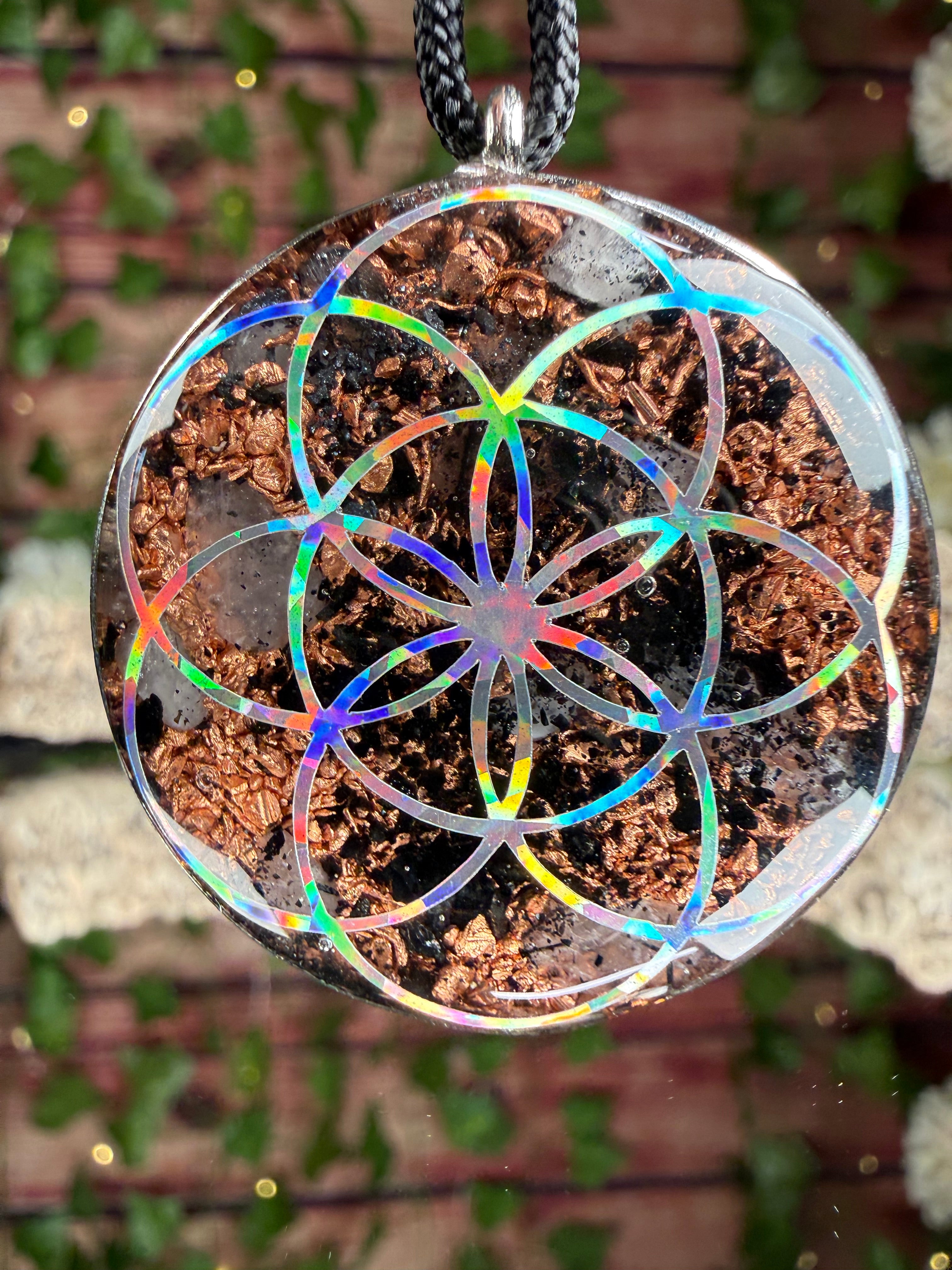 Butterfly & Seed of Life Orgonite - Grounding Blend Dbl Sided