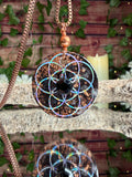 Grounding & Protection Orgonite w/ Black Spinel Cabochon - Dbl Sided w/ Lotus