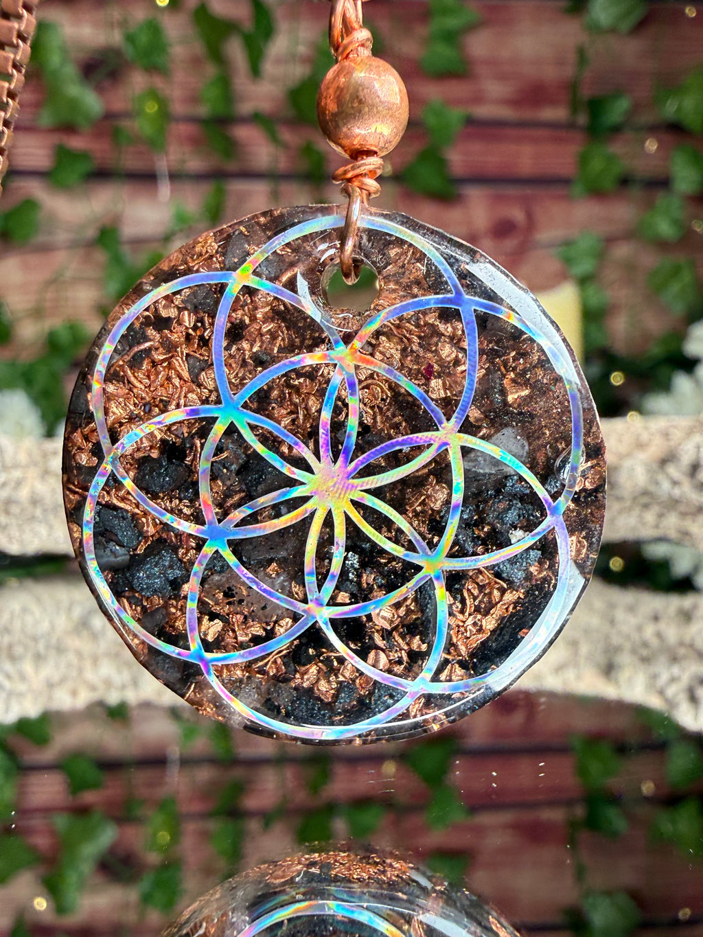 Grounding Orgonite w/ Seed of Life & Lotus Dbl Sided