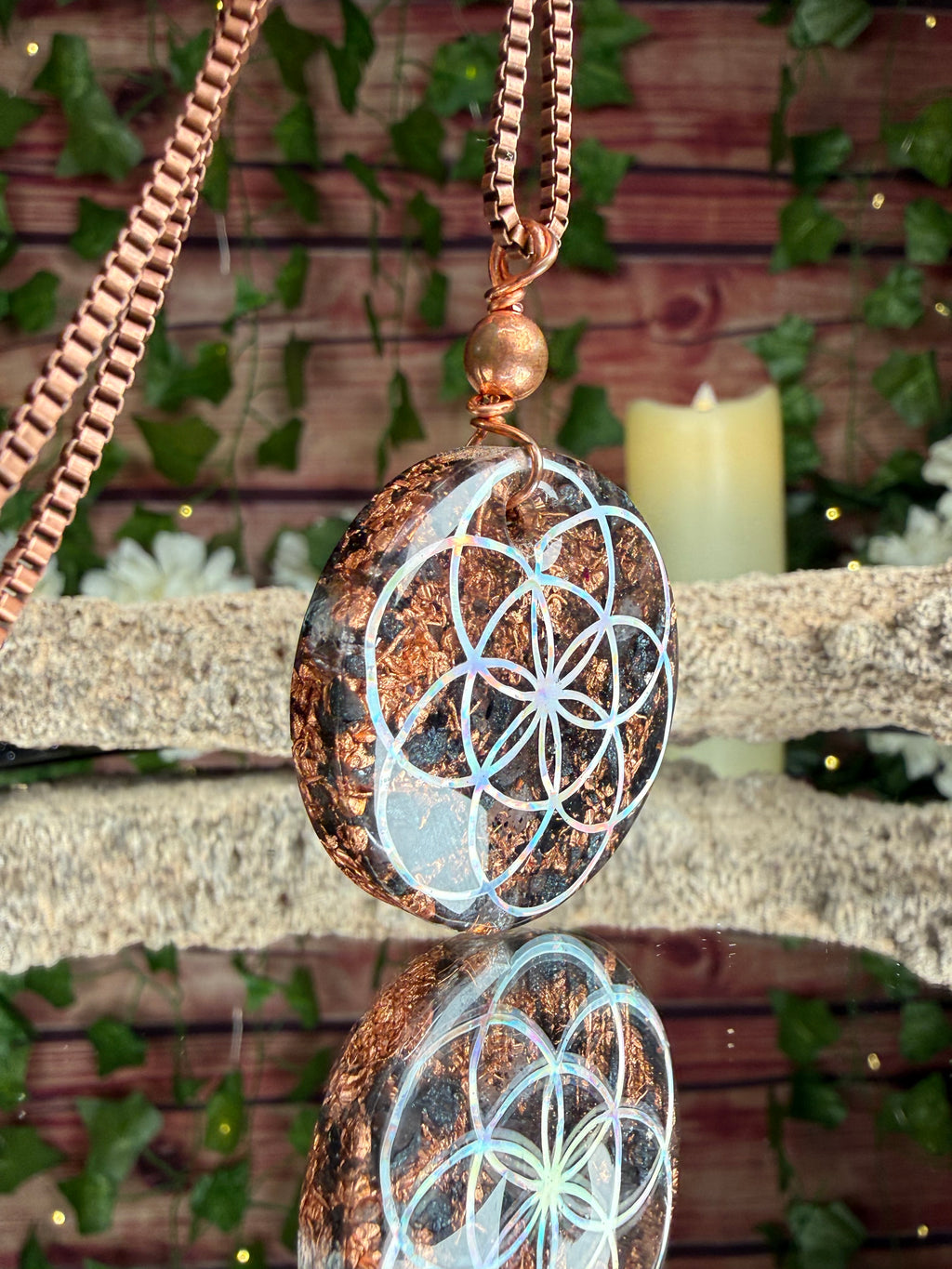 Grounding Orgonite w/ Seed of Life & Lotus Dbl Sided