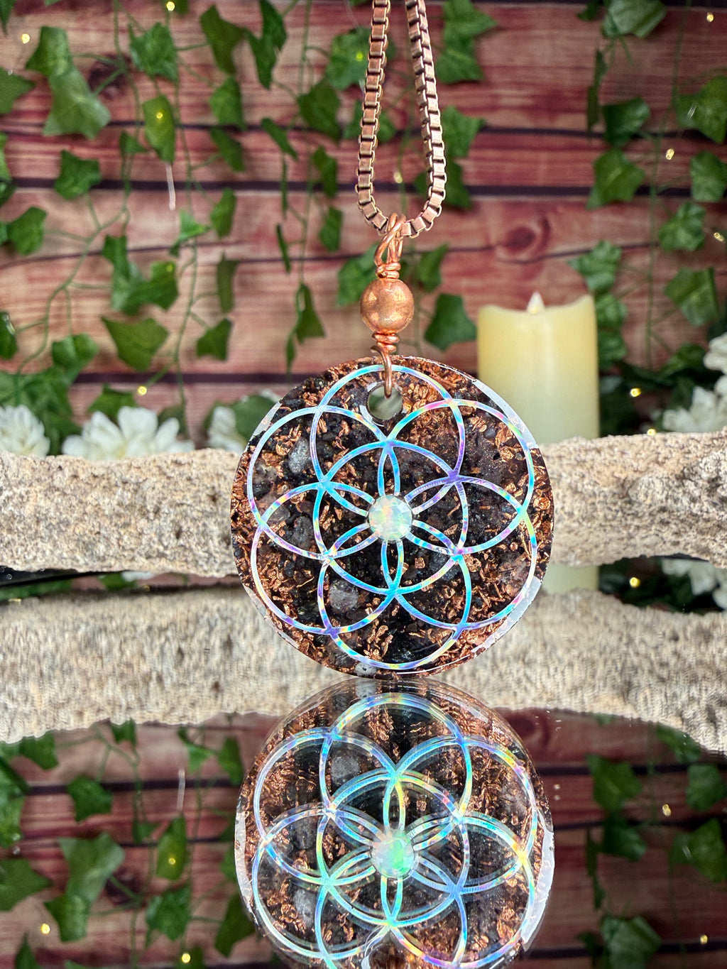 Grounding Orgonite Blend w/ Ethiopian Opal Cab Dbl Sided