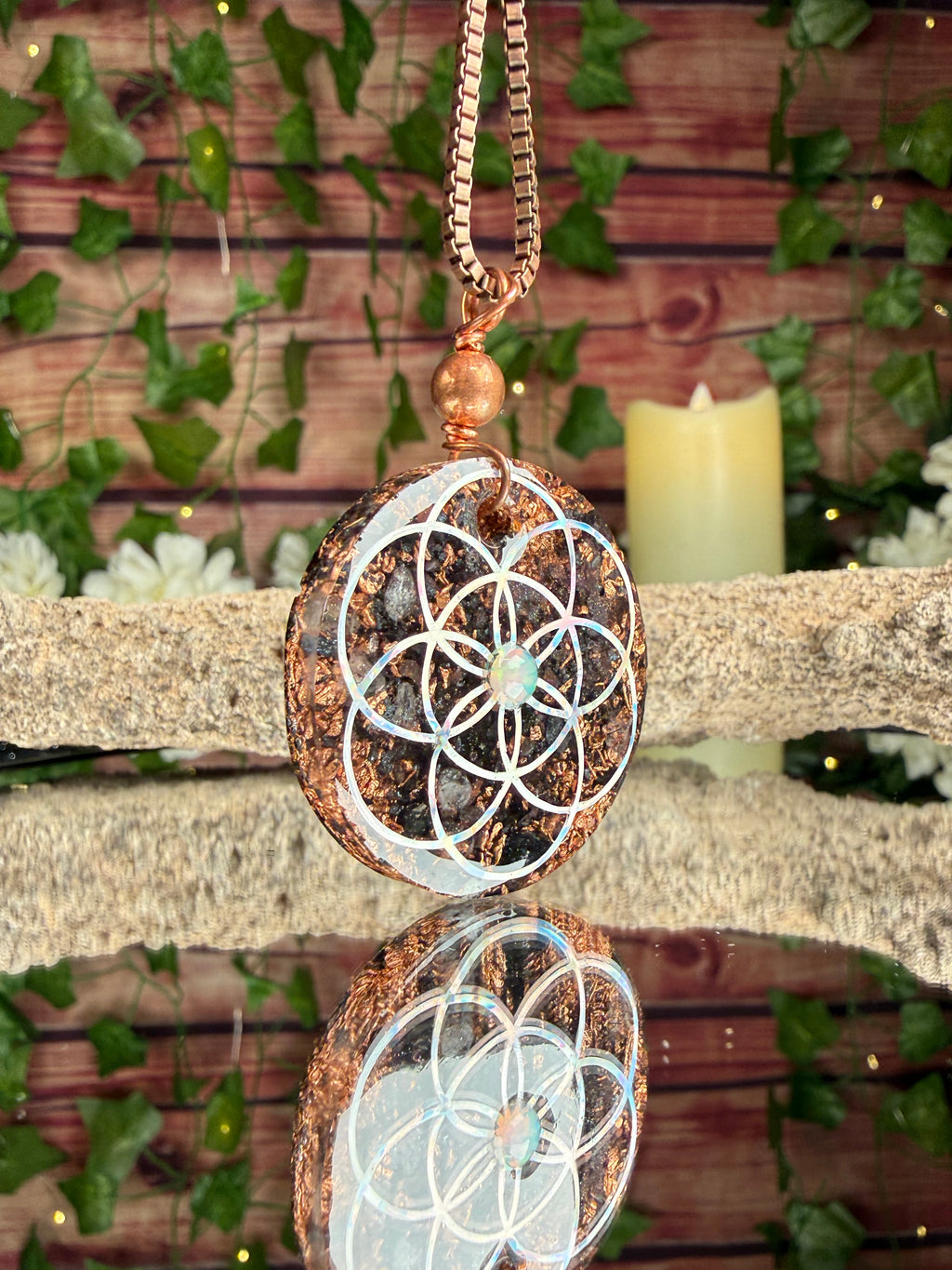 Grounding Orgonite Blend w/ Ethiopian Opal Cab Dbl Sided
