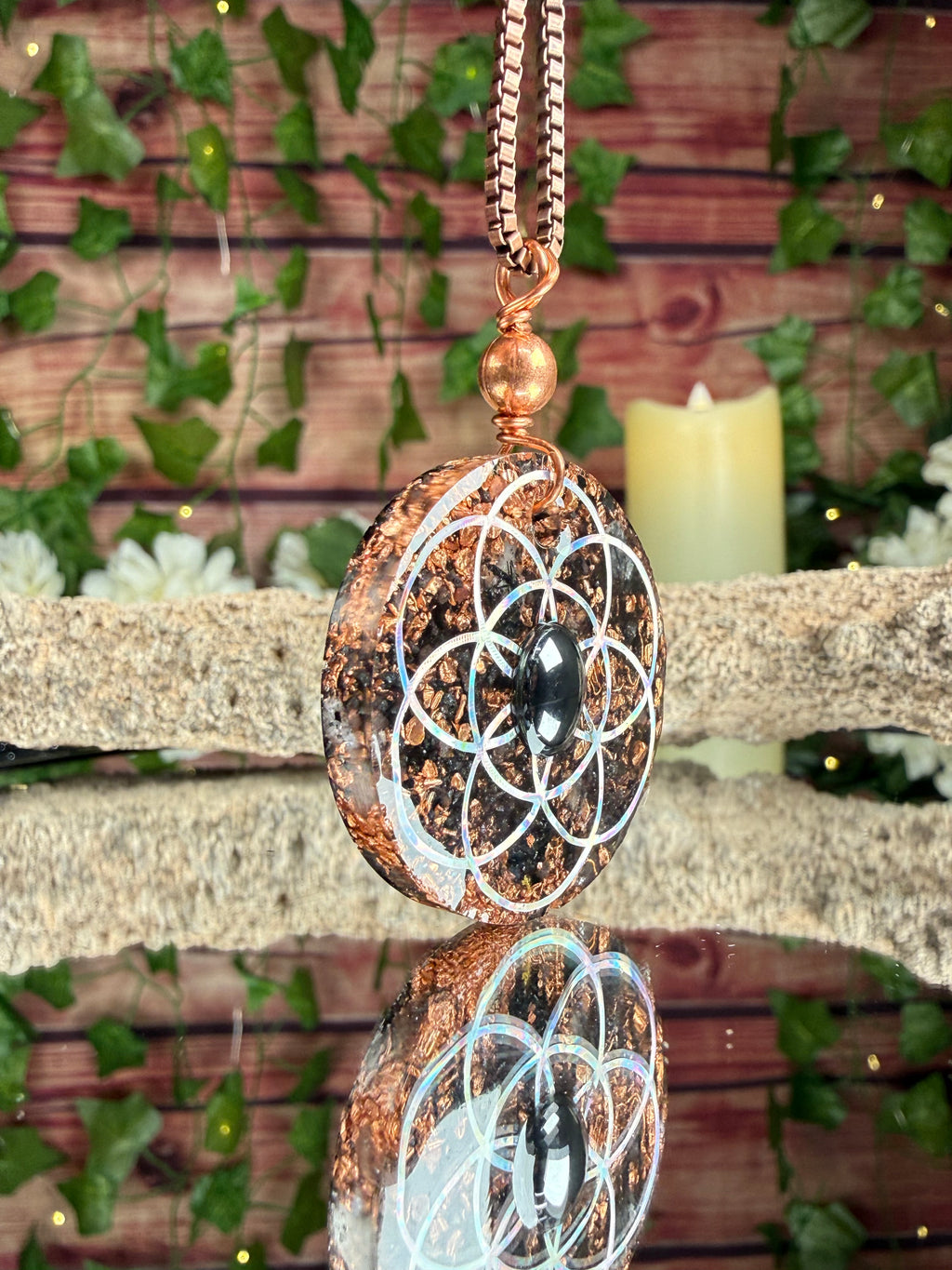 Grounding Orgonite Blend w/ Hematite Cab Dbl Sided