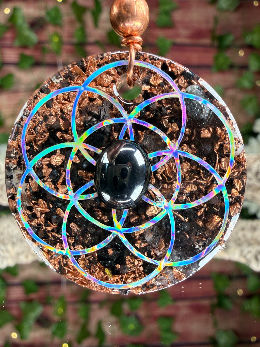 Grounding Orgonite Blend w/ Hematite Cab Dbl Sided
