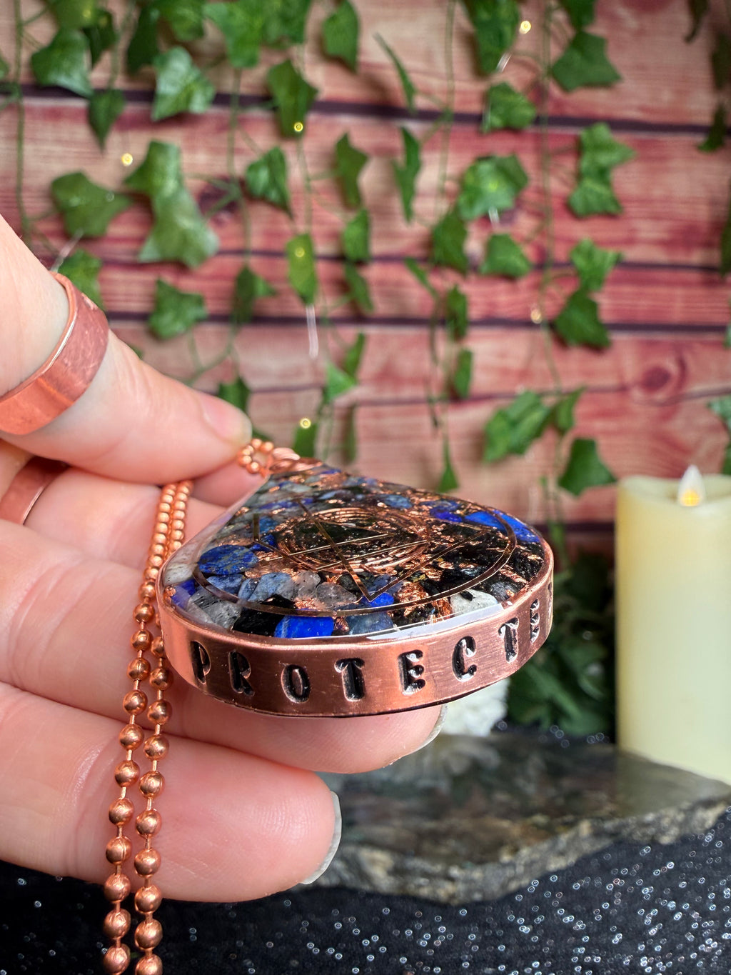 Sigil Series 1~"I am guided & protected in all ways, always." Orgonite w/ Lapis Lazuli, Black Tourmaline +