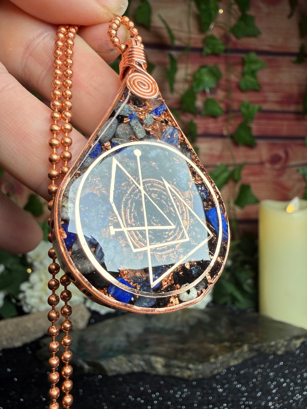 Sigil Series 1~"I am guided & protected in all ways, always." Orgonite w/ Lapis Lazuli, Black Tourmaline +