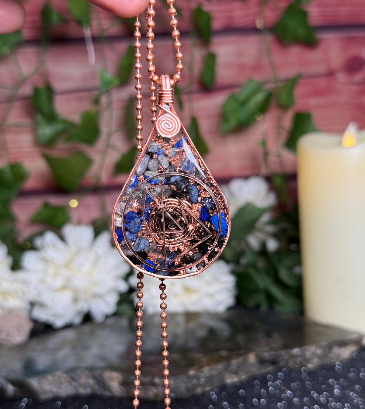 Sigil Series 1~"I am guided & protected in all ways, always." Orgonite w/ Lapis Lazuli, Black Tourmaline +