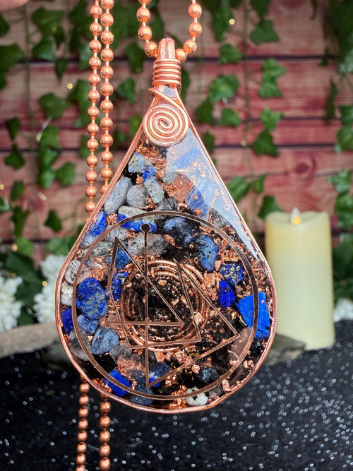 Sigil Series 1~"I am guided & protected in all ways, always." Orgonite w/ Lapis Lazuli, Black Tourmaline +