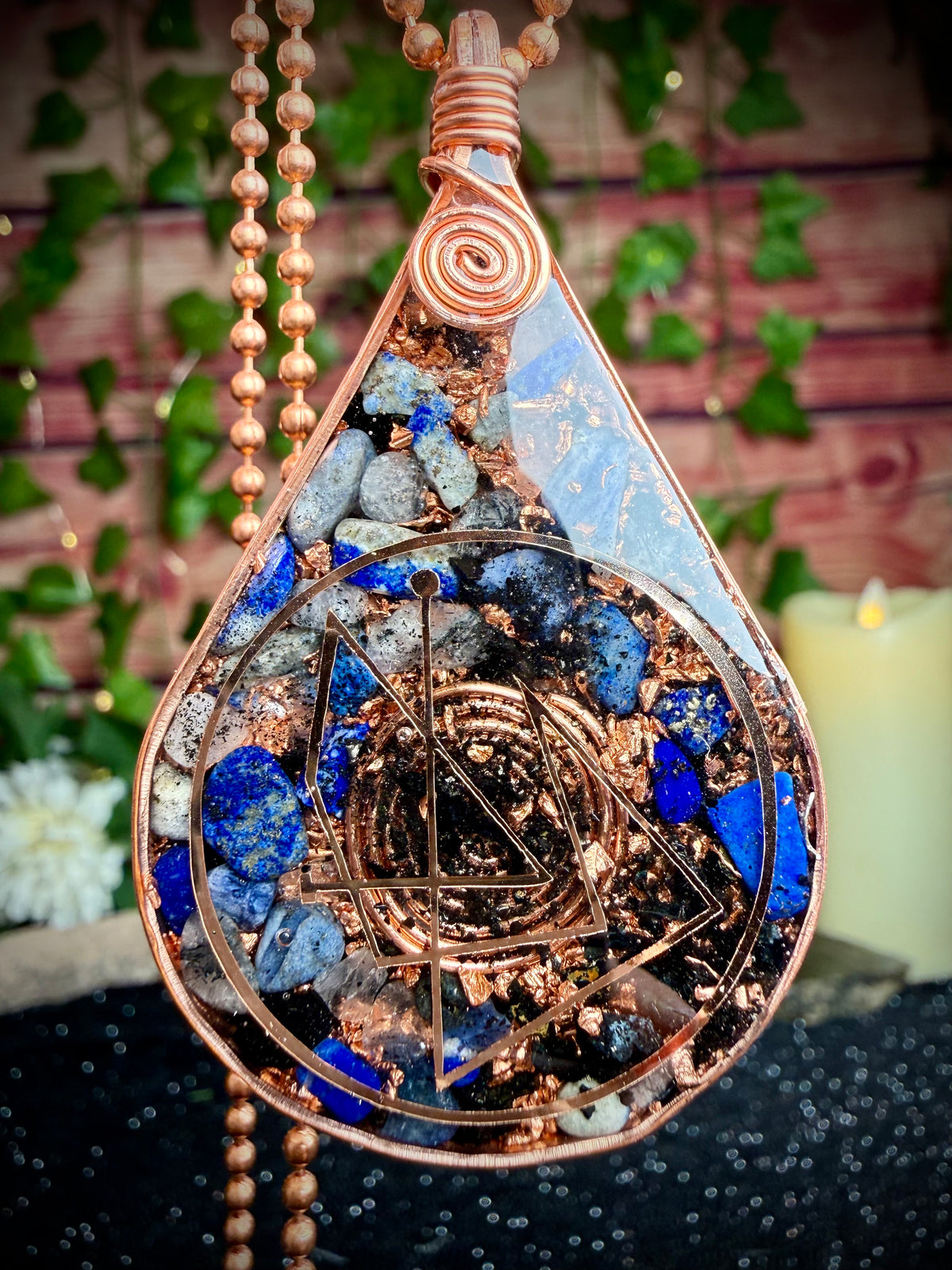 Sigil Series 1~"I am guided & protected in all ways, always." Orgonite w/ Lapis Lazuli, Black Tourmaline +