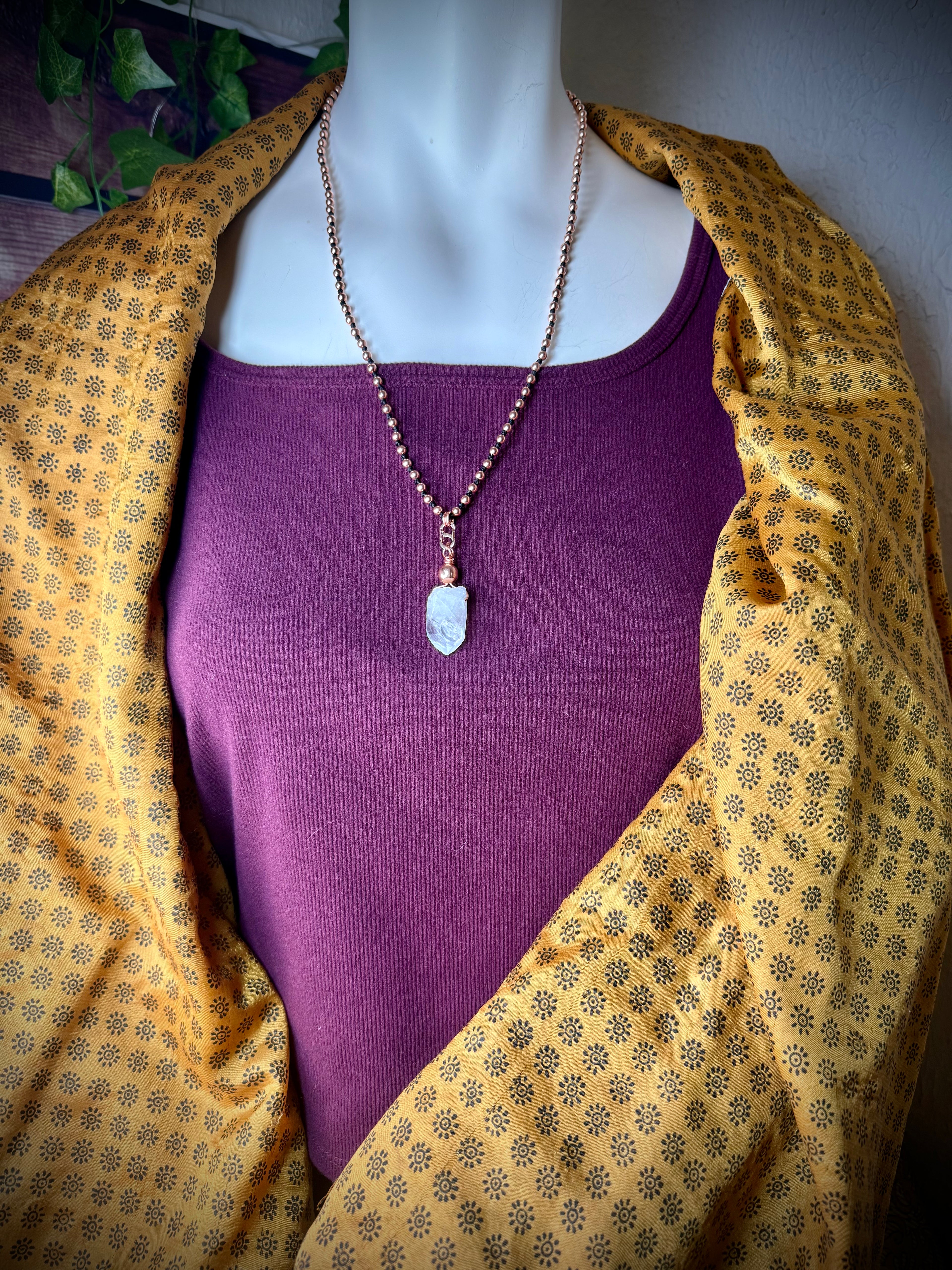 Copper Interchangeable Mala with Quartz Point