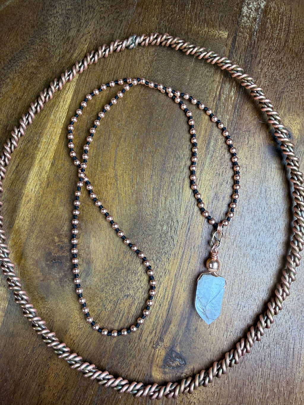 Copper Interchangeable Mala with Quartz Point