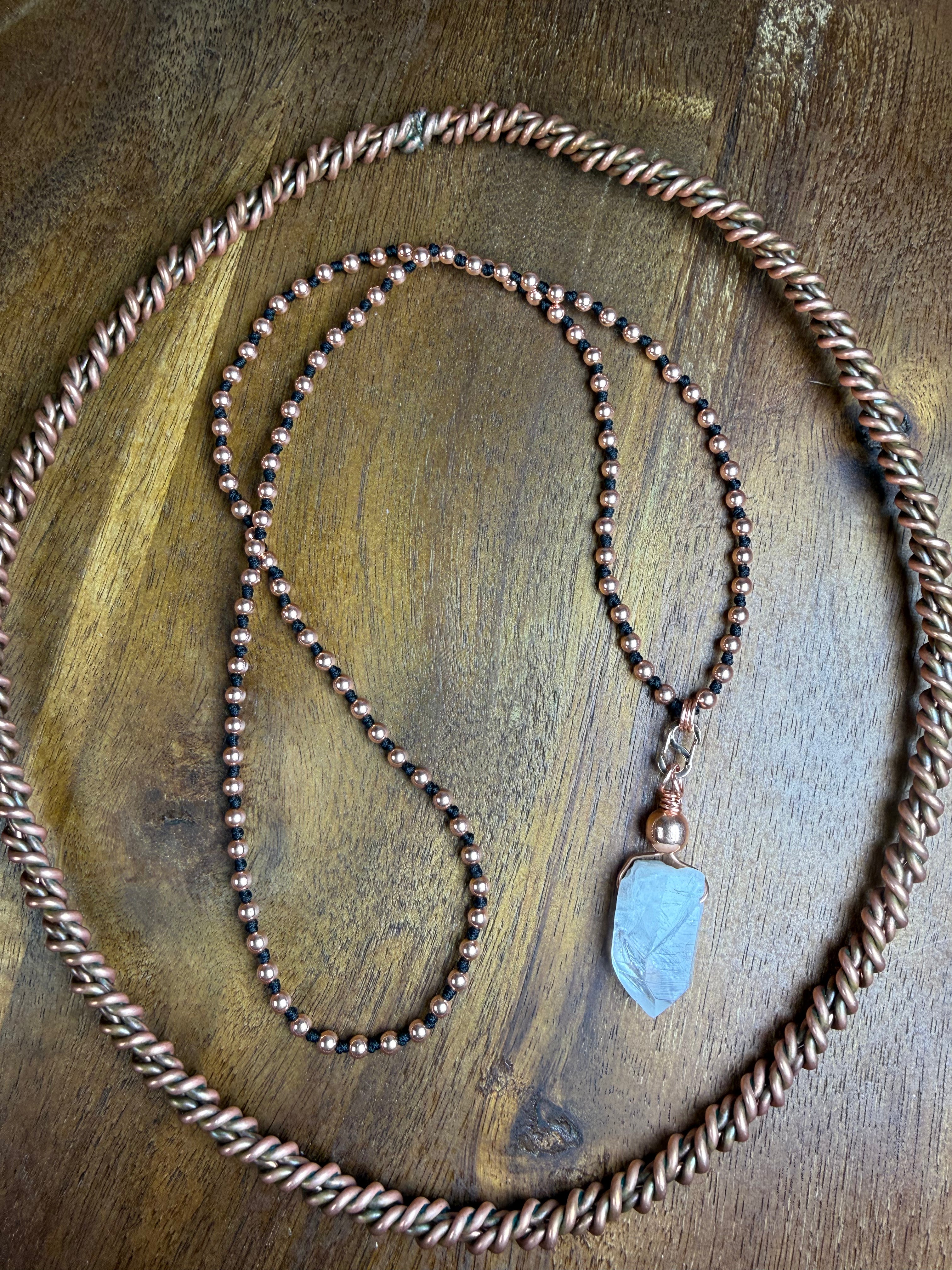 Copper Interchangeable Mala with Quartz Point
