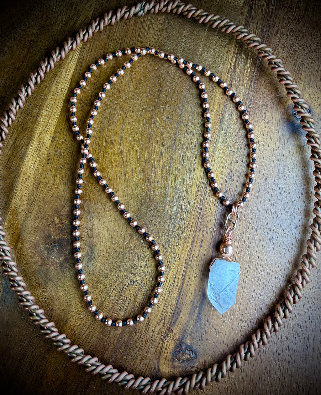 Copper Interchangeable Mala with Quartz Point