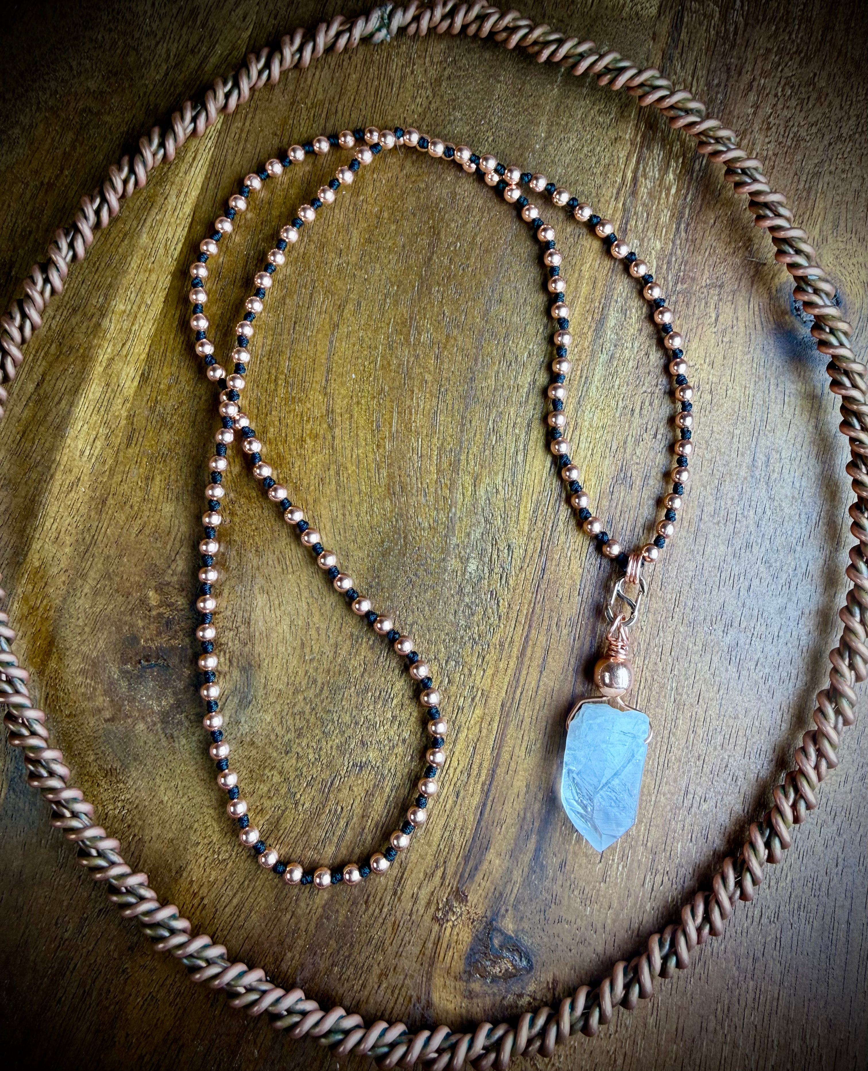 Copper Interchangeable Mala with Quartz Point