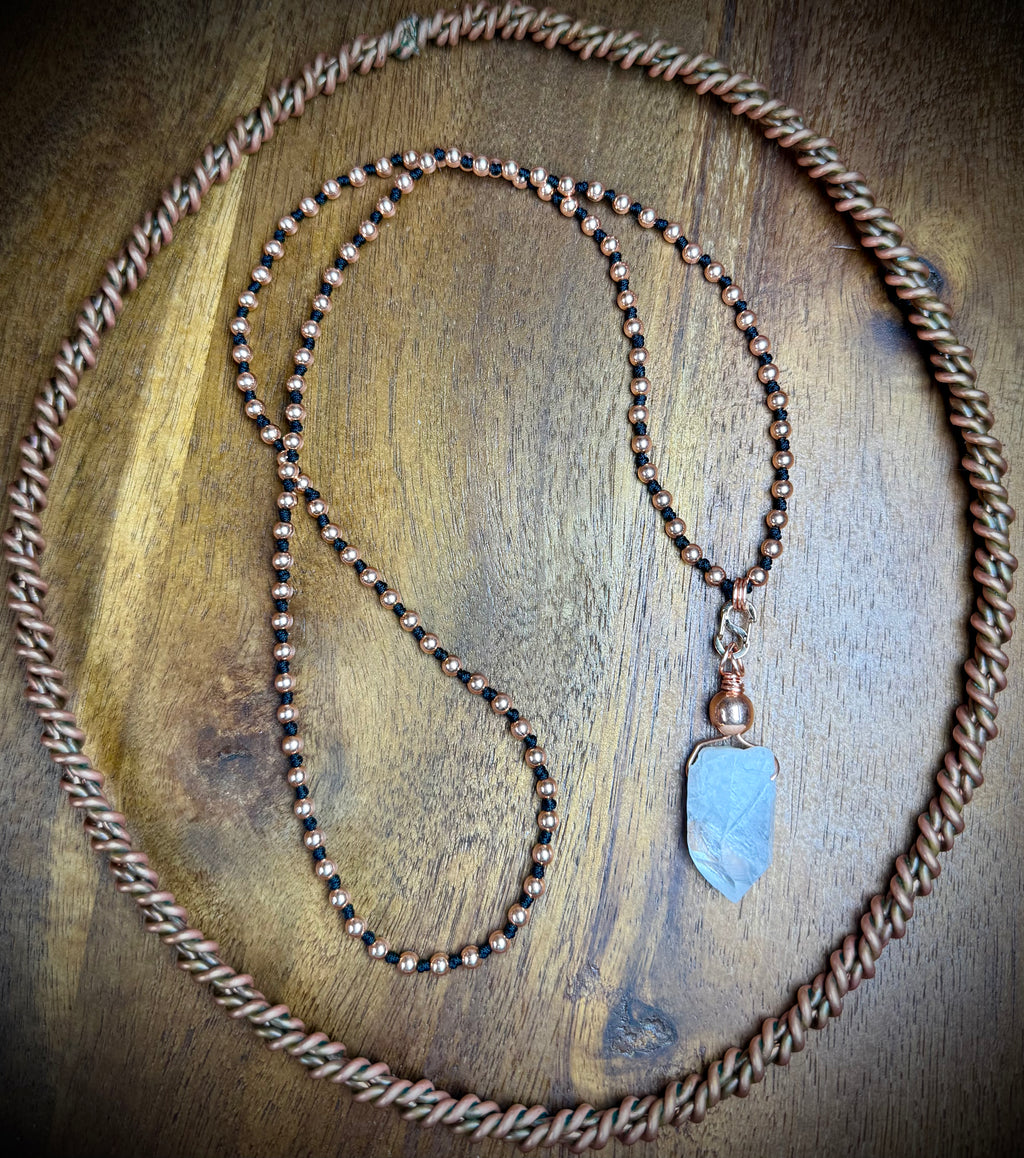 Copper Interchangeable Mala with Quartz Point