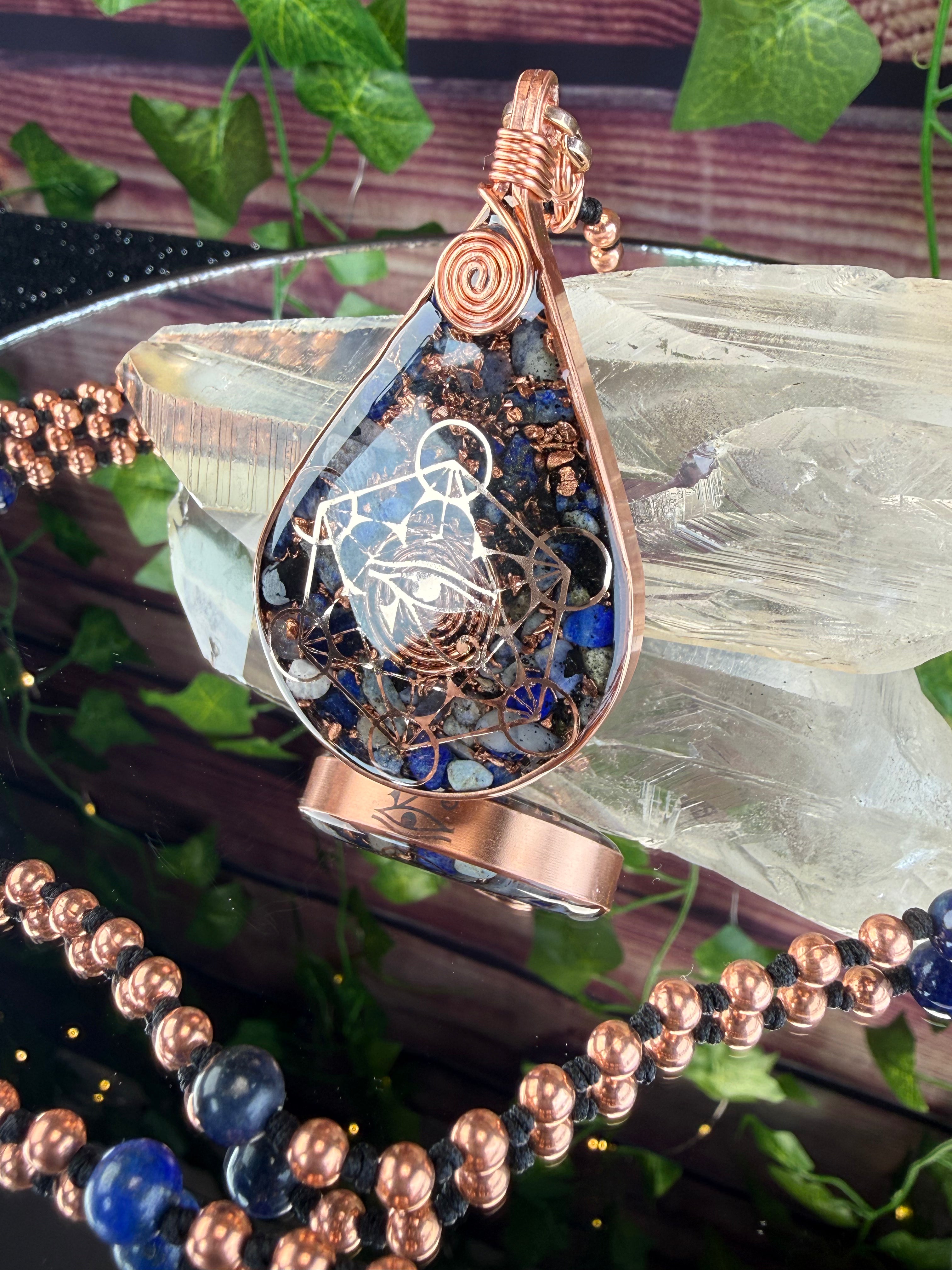 Eye of Horus-Lapis Protection Orgone Mala