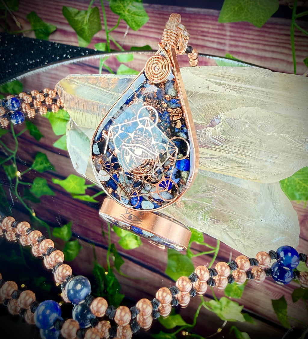Eye of Horus-Lapis Protection Orgone Mala