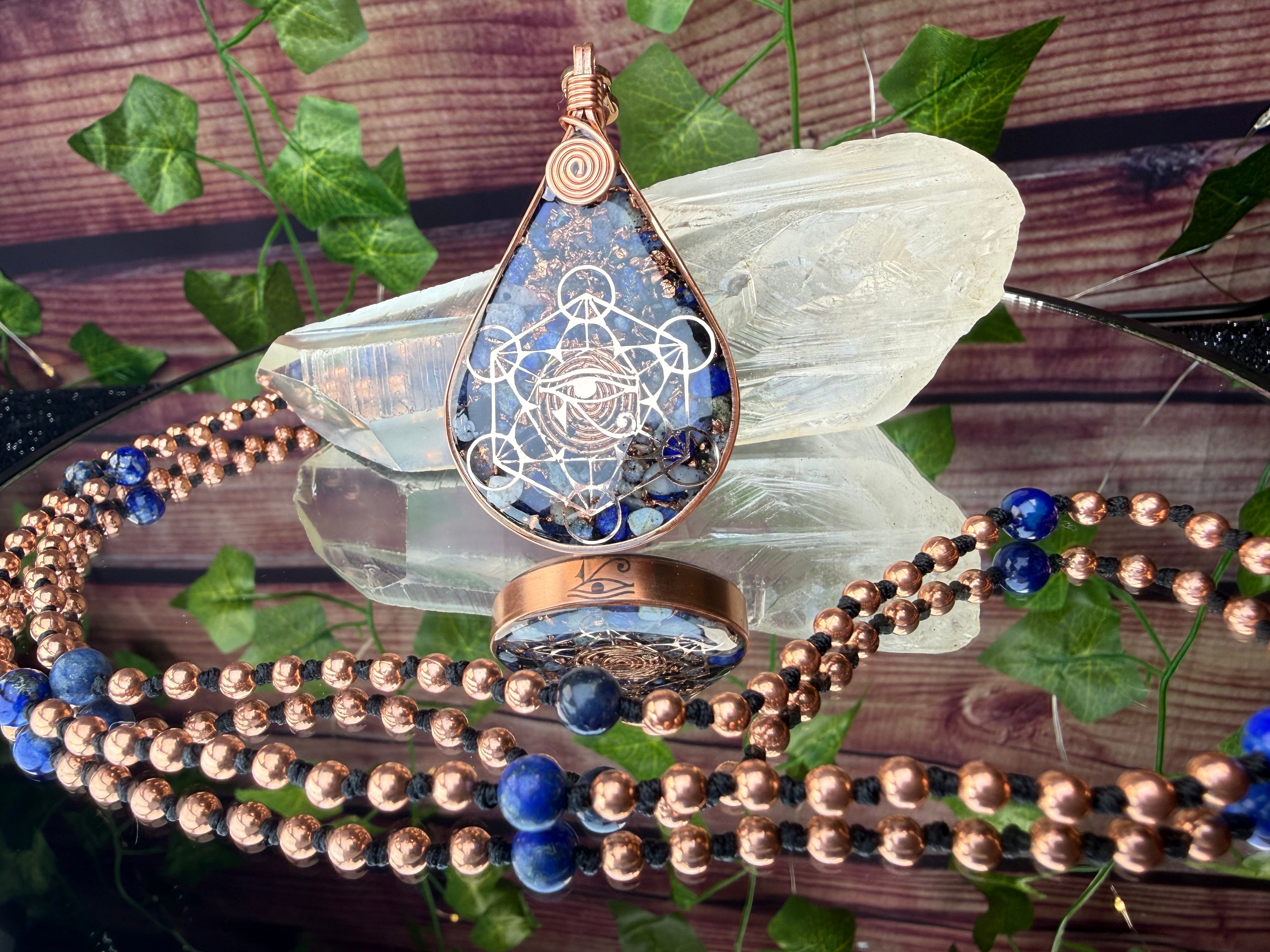 Eye of Horus-Lapis Protection Orgone Mala