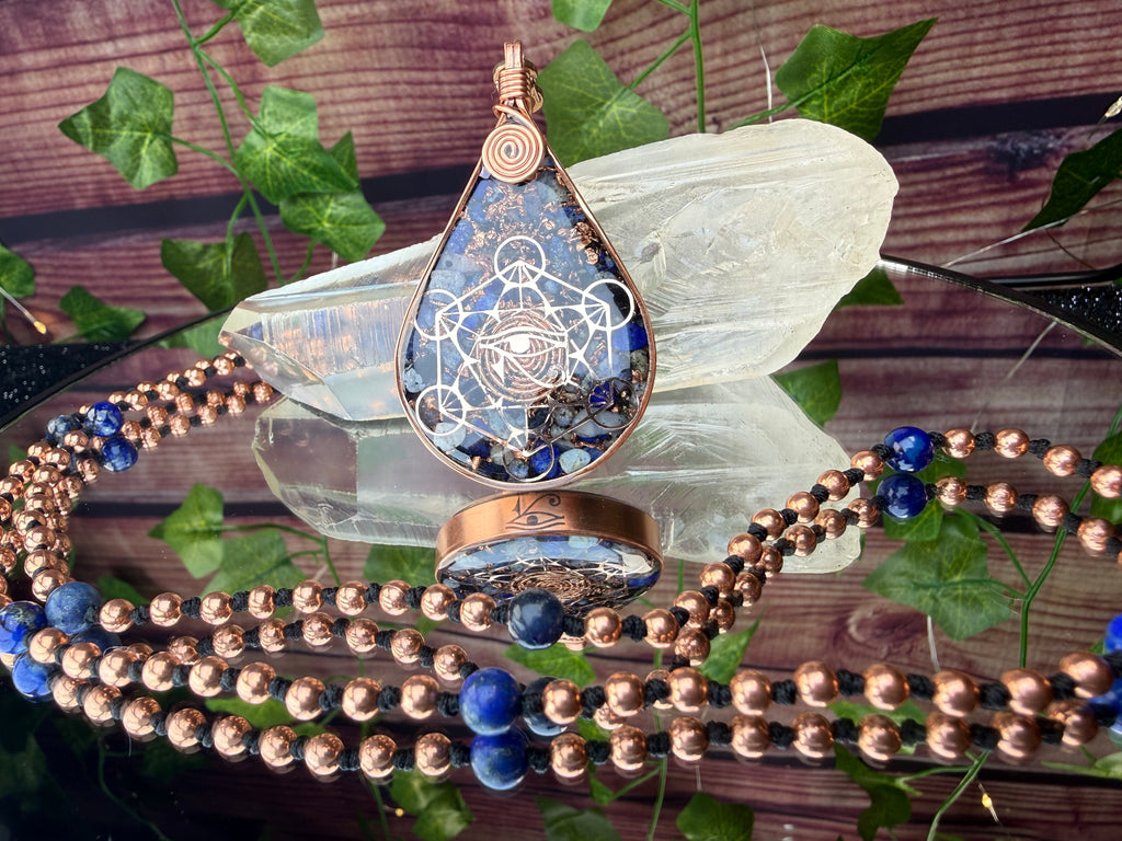 Eye of Horus-Lapis Protection Orgone Mala