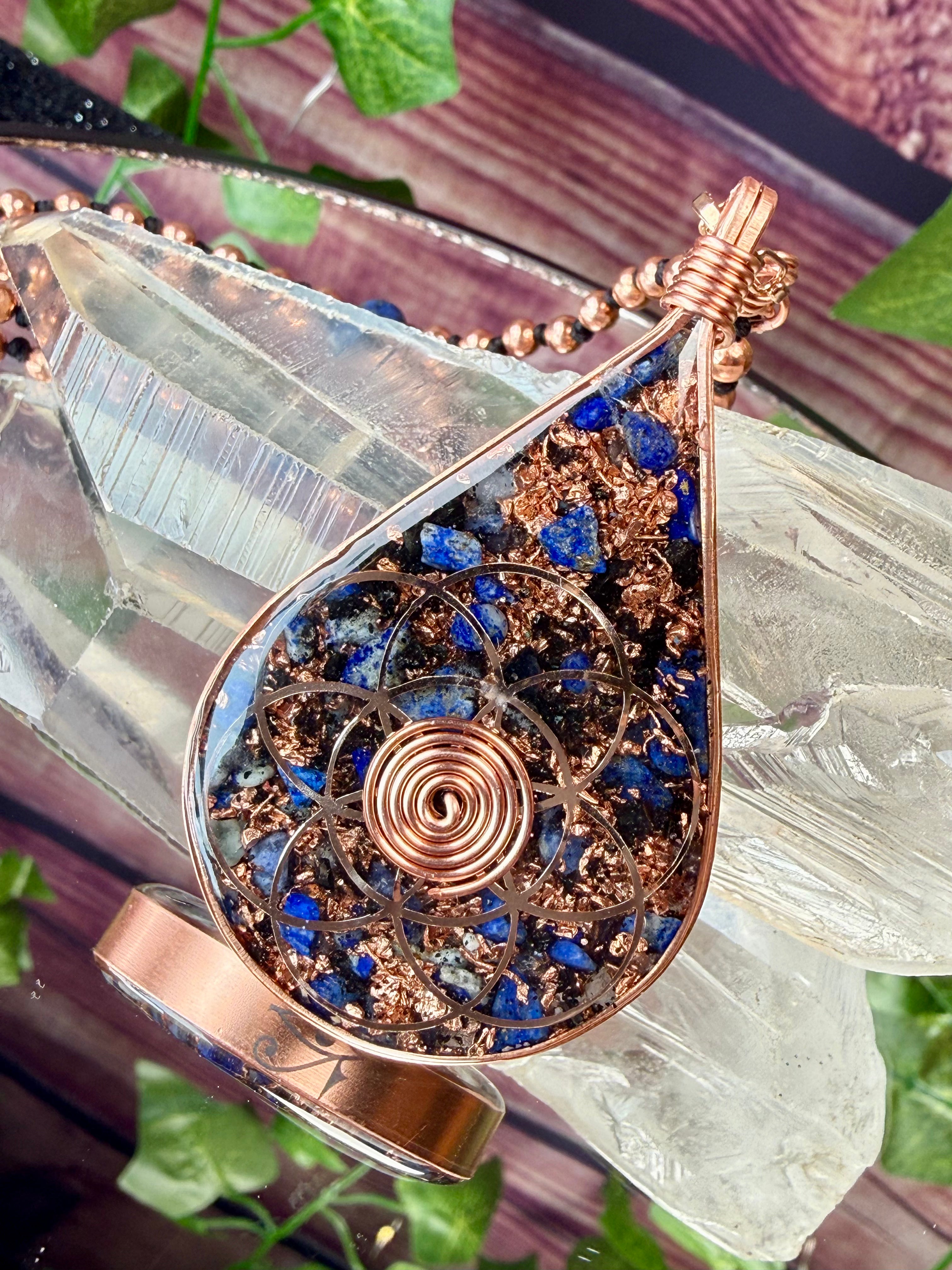 Eye of Horus-Lapis Protection Orgone Mala
