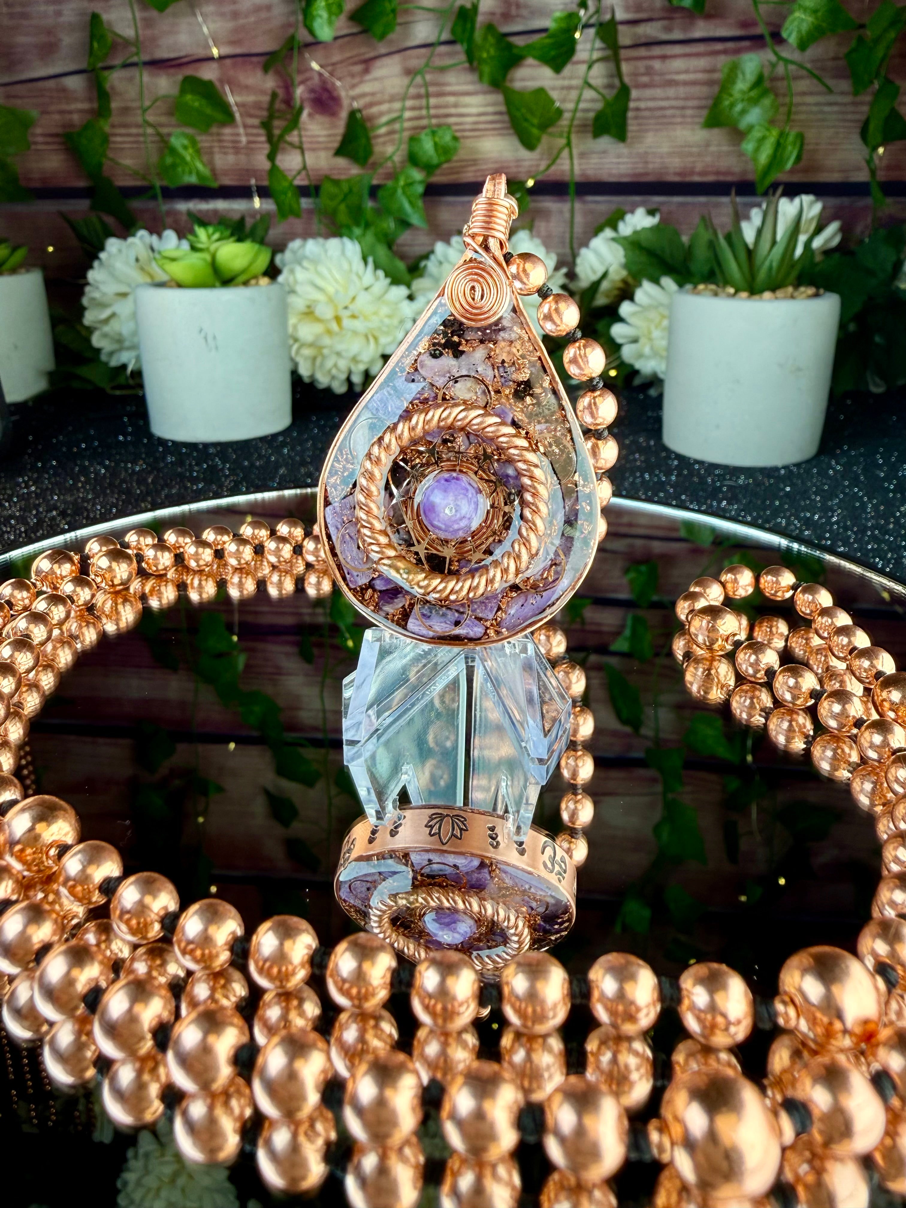 Look Within~Charoite Orgonite Mala for Transformation and Self-Worth