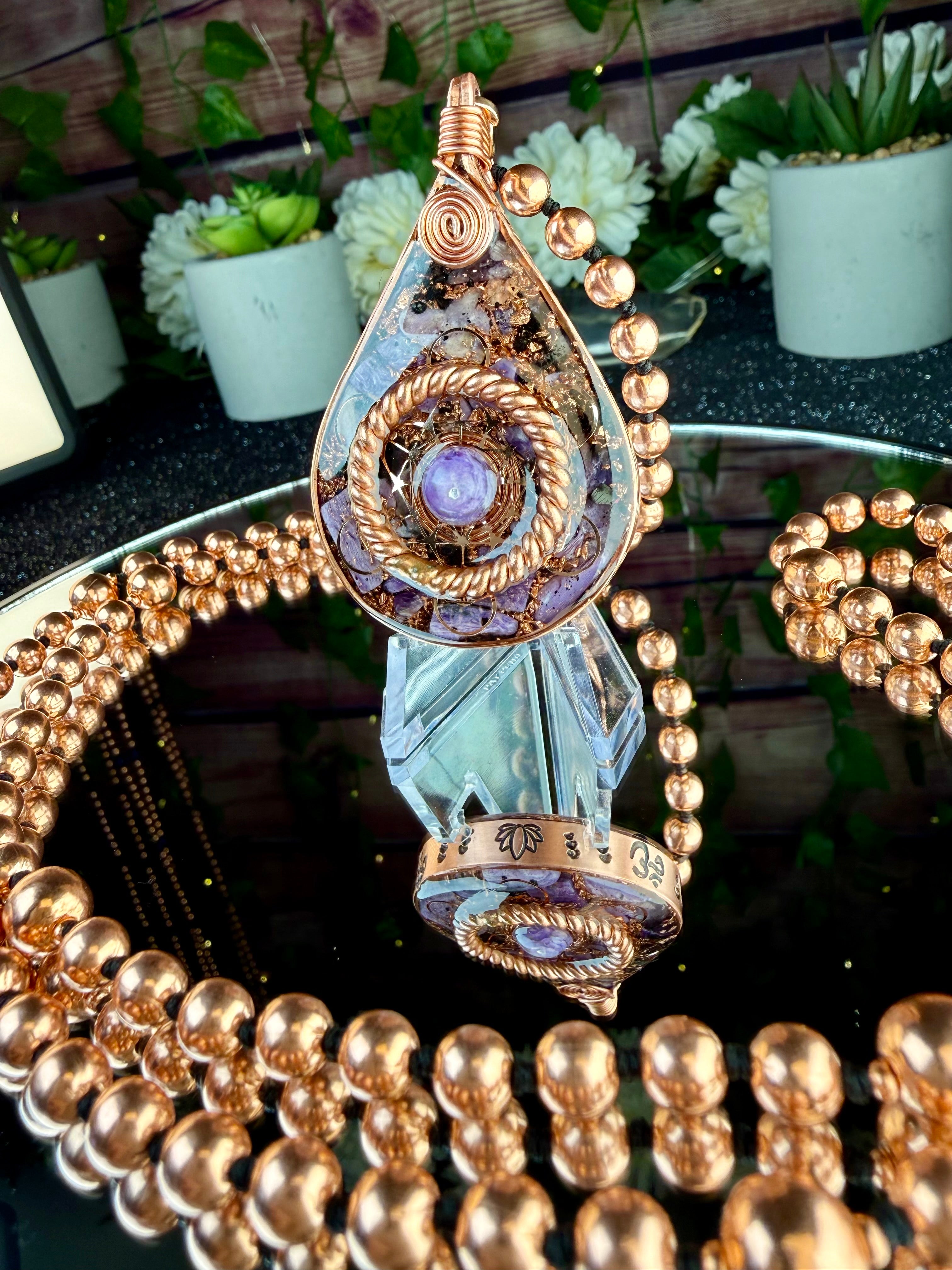 Look Within~Charoite Orgonite Mala for Transformation and Self-Worth