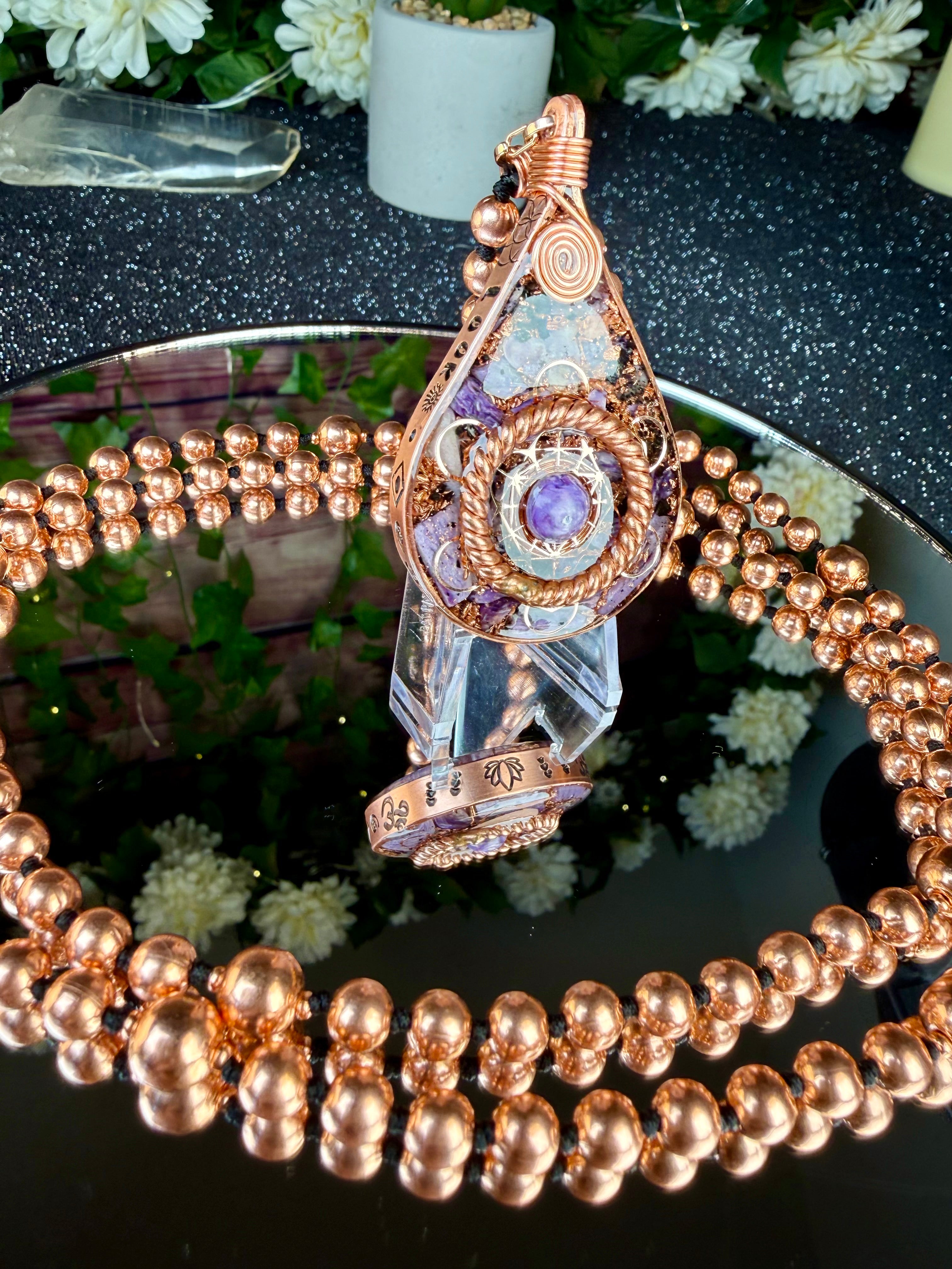 Look Within~Charoite Orgonite Mala for Transformation and Self-Worth