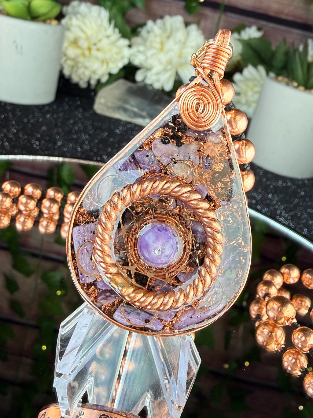 Look Within~Charoite Orgonite Mala for Transformation and Self-Worth