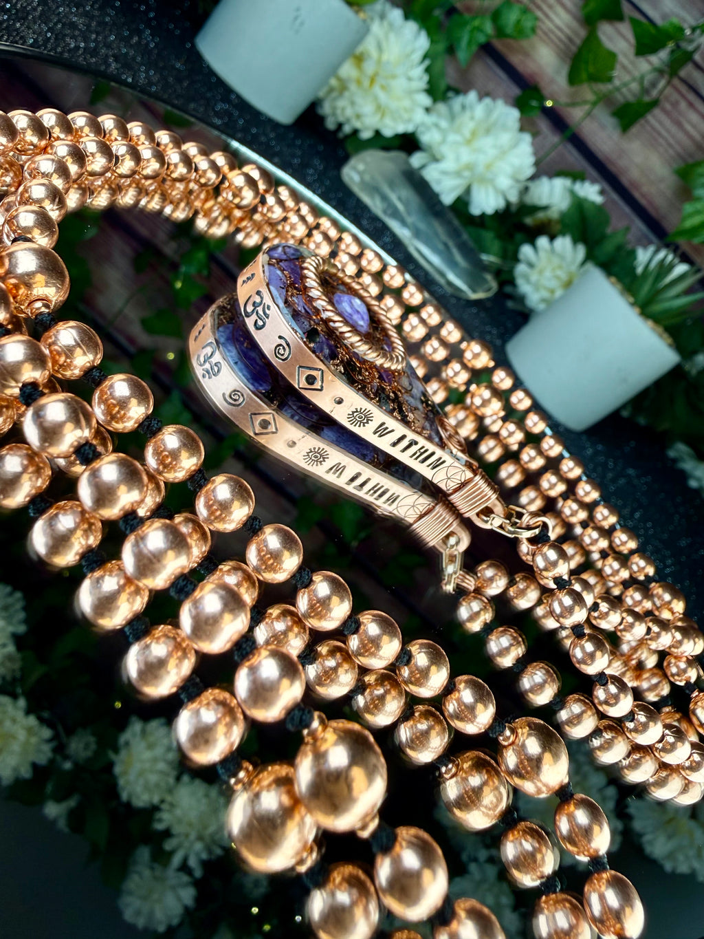 Look Within~Charoite Orgonite Mala for Transformation and Self-Worth
