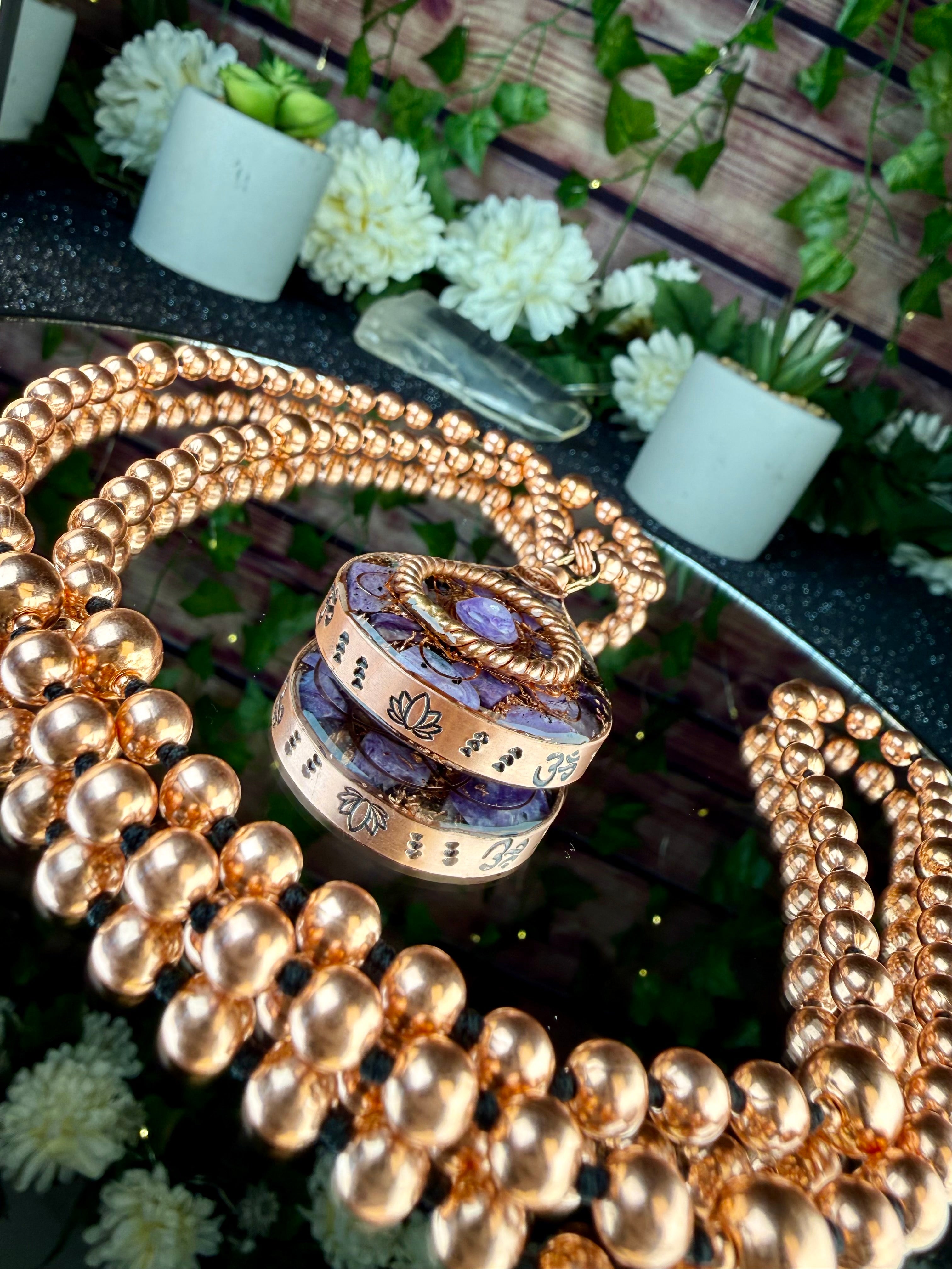 Look Within~Charoite Orgonite Mala for Transformation and Self-Worth